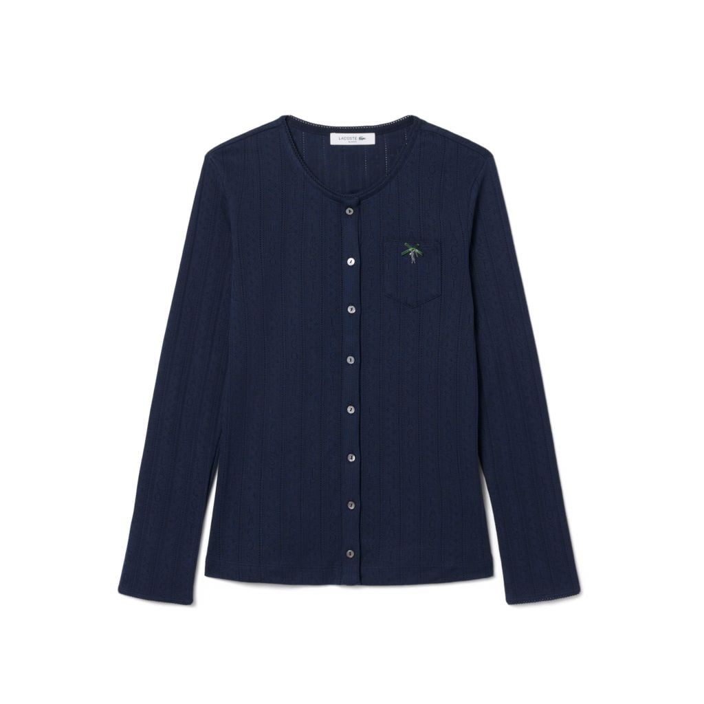 Áo Cardigan Lacoste Nữ Ôm Dáng Chất Liệu Pointelle