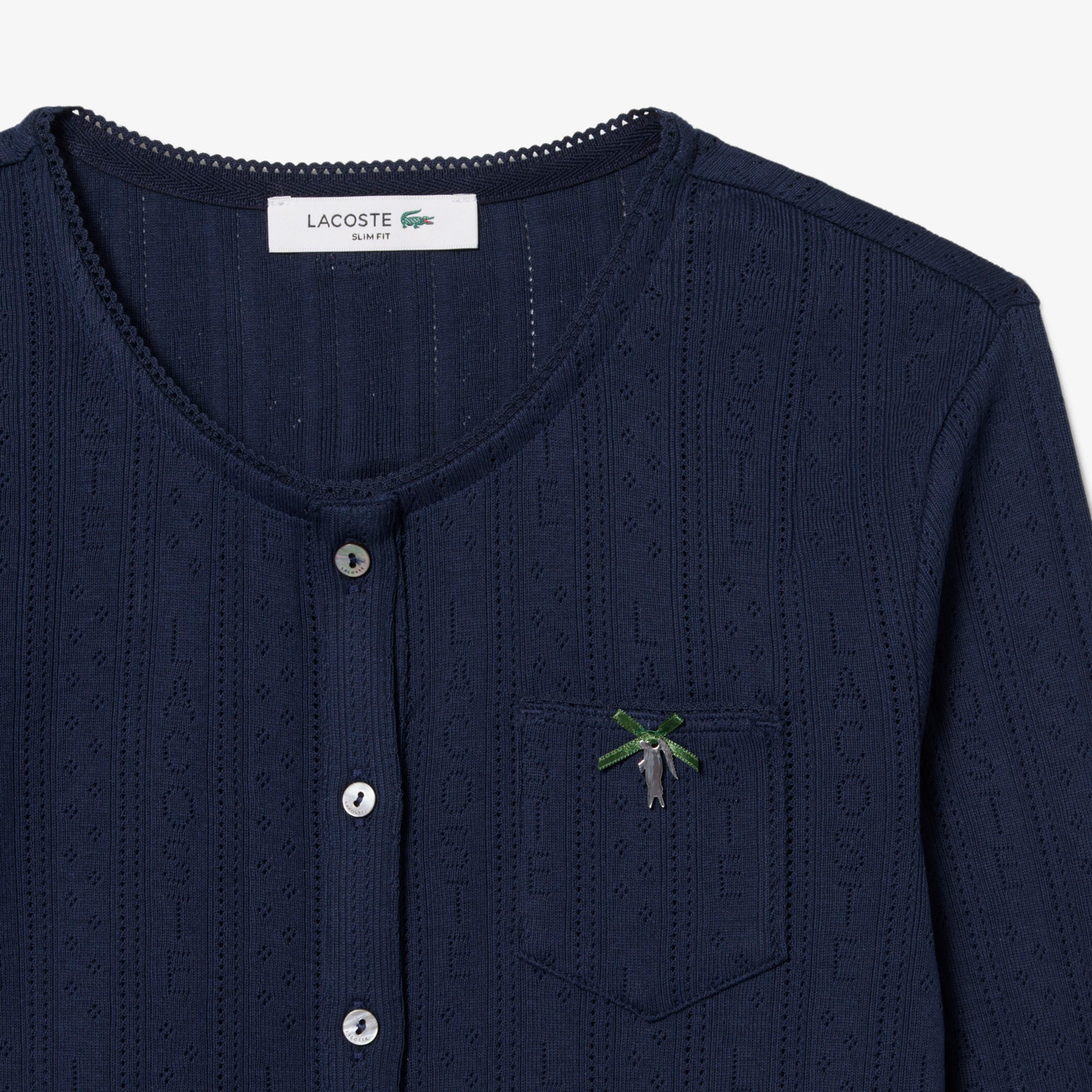 Áo Cardigan Lacoste Nữ Ôm Dáng Chất Liệu Pointelle