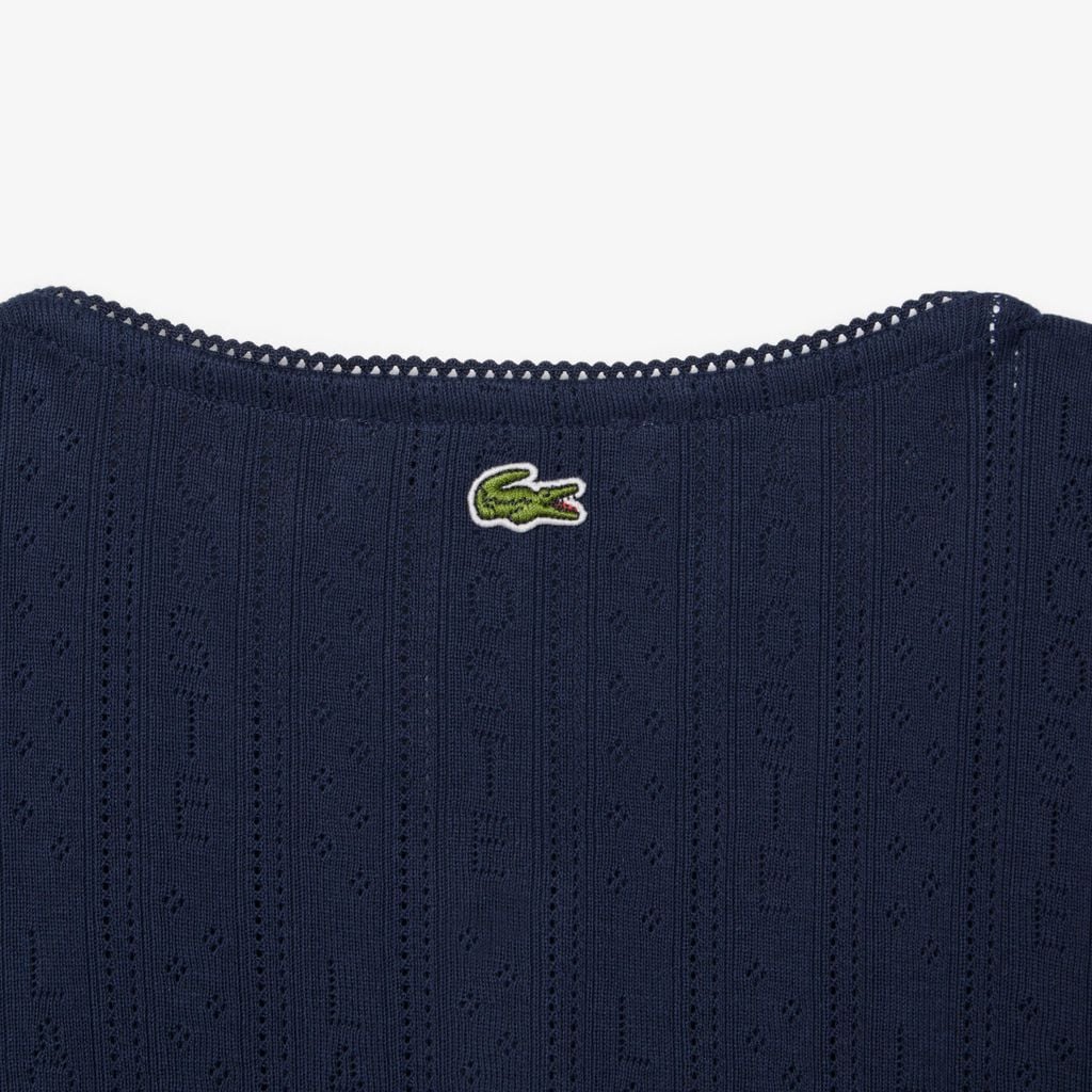 Áo Cardigan Lacoste Nữ Ôm Dáng Chất Liệu Pointelle