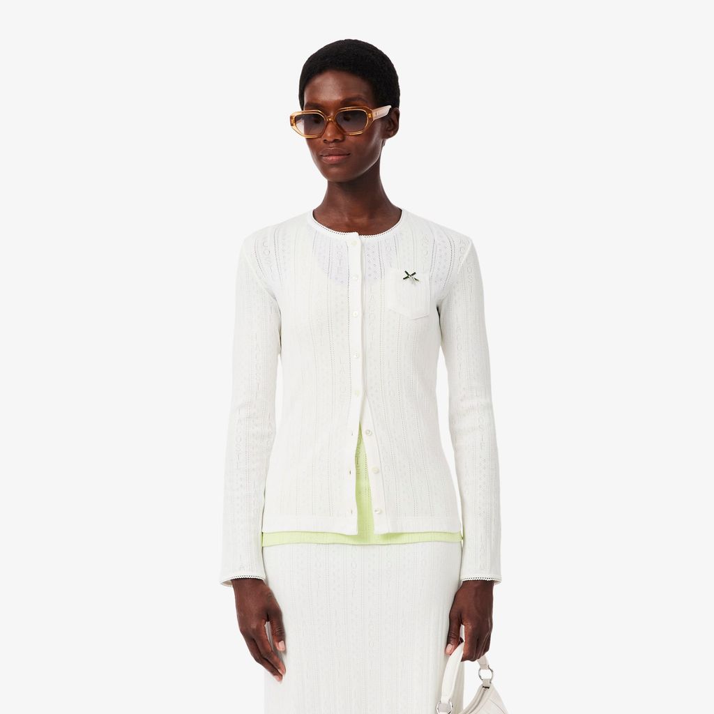 Áo Cardigan Lacoste Nữ Ôm Dáng Chất Liệu Pointelle