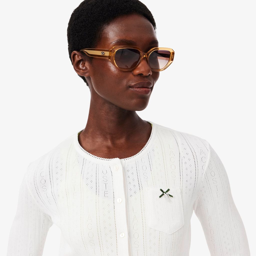 Áo Cardigan Lacoste Nữ Ôm Dáng Chất Liệu Pointelle