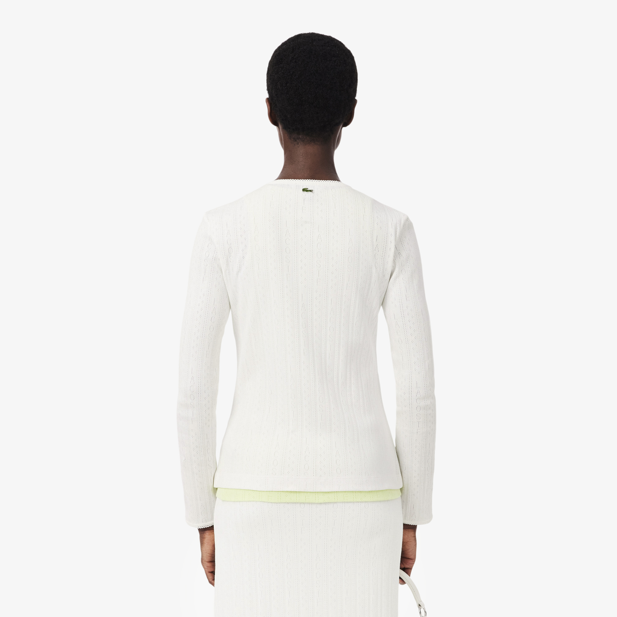 Áo Cardigan Lacoste Nữ Ôm Dáng Chất Liệu Pointelle