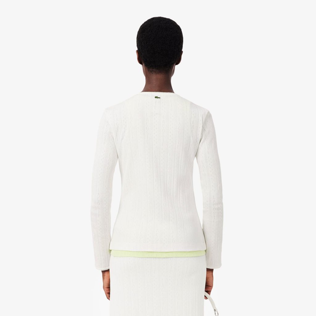 Áo Cardigan Lacoste Nữ Ôm Dáng Chất Liệu Pointelle