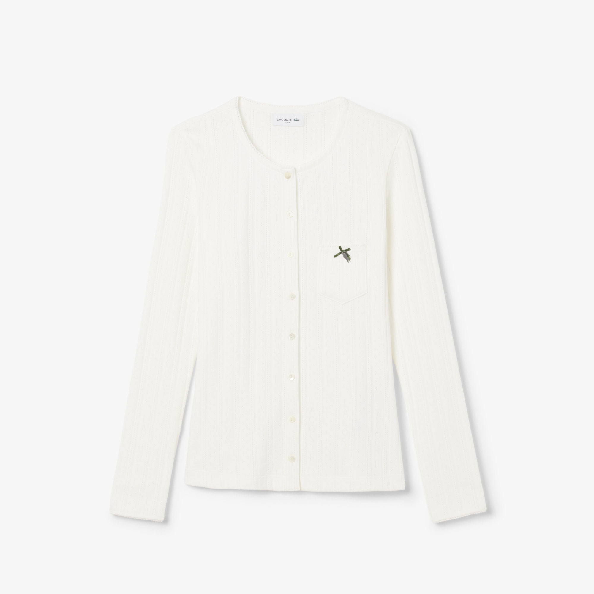 Áo Cardigan Lacoste Nữ Ôm Dáng Chất Liệu Pointelle