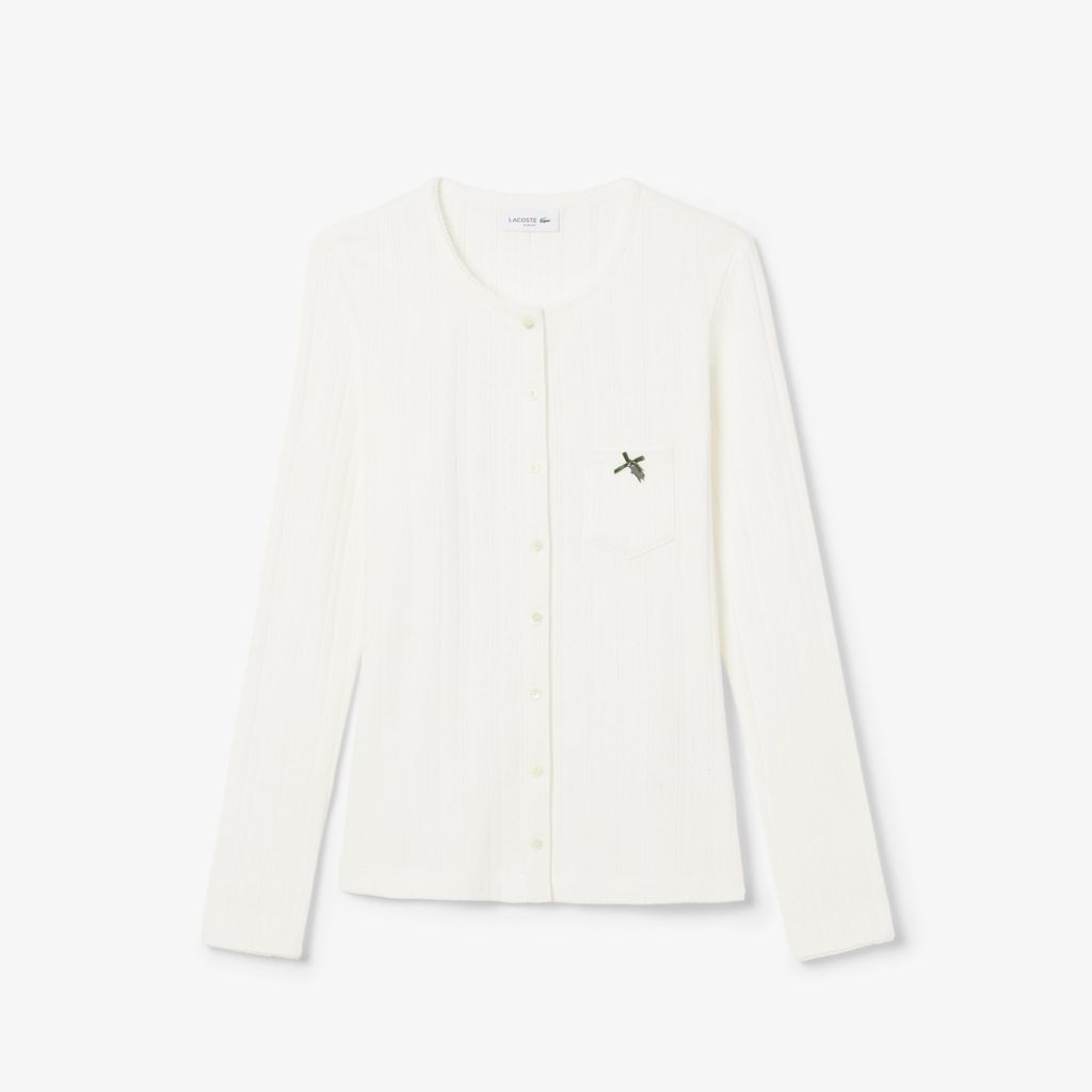 Áo Cardigan Lacoste Nữ Ôm Dáng Chất Liệu Pointelle