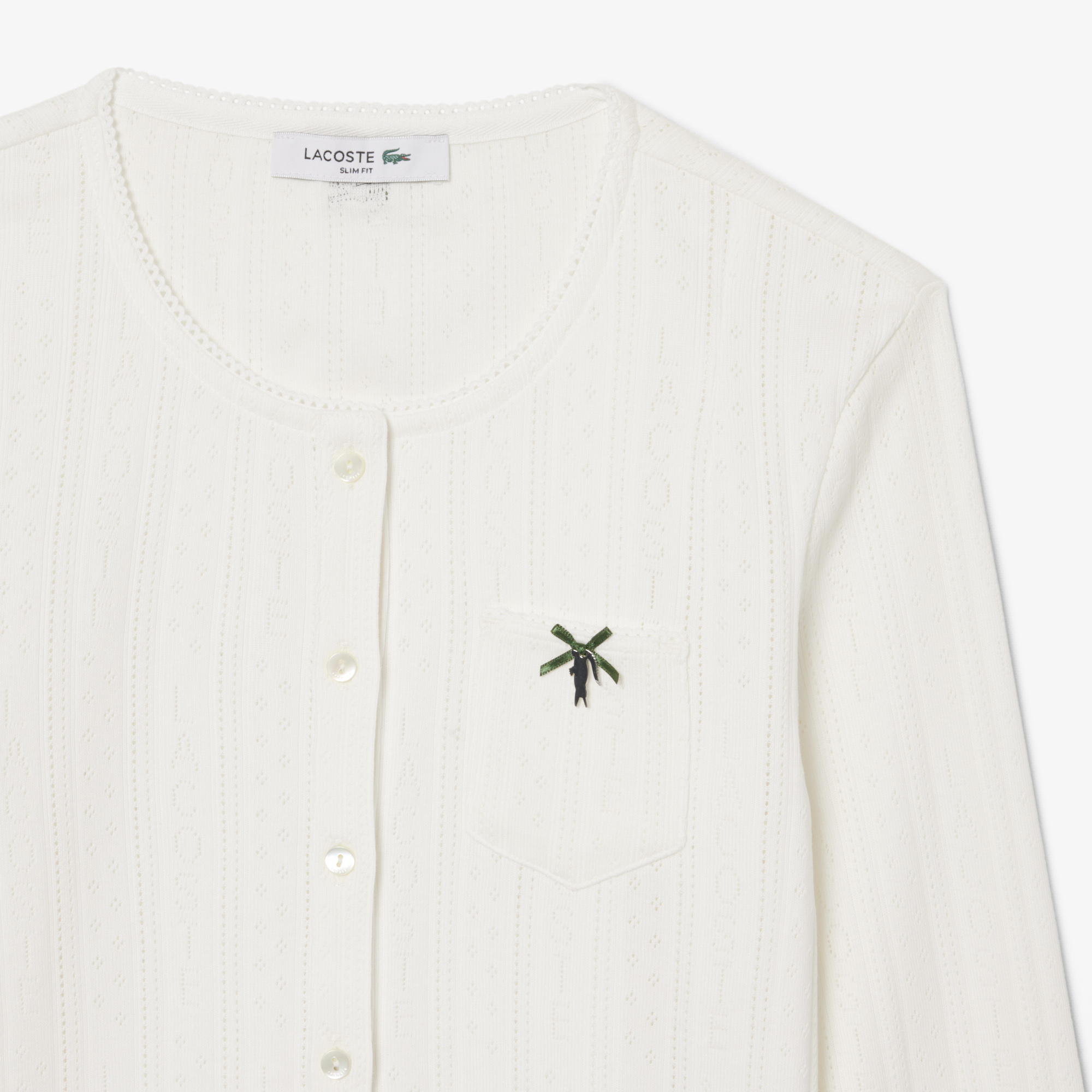Áo Cardigan Lacoste Nữ Ôm Dáng Chất Liệu Pointelle