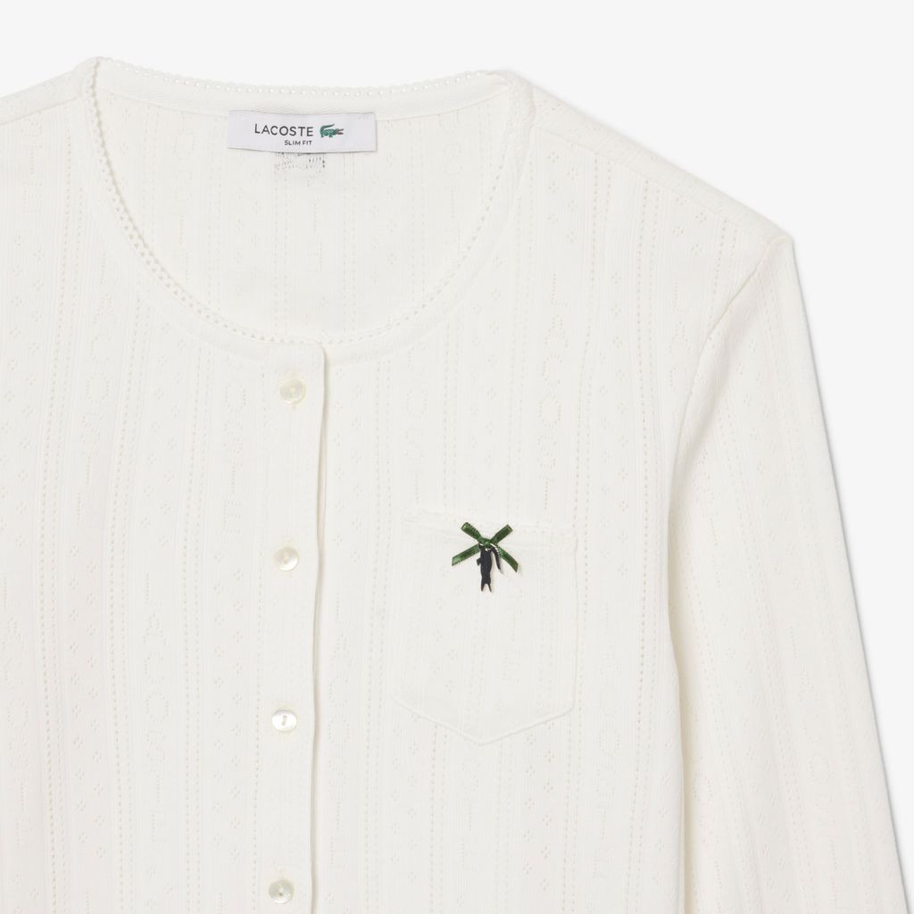 Áo Cardigan Lacoste Nữ Ôm Dáng Chất Liệu Pointelle