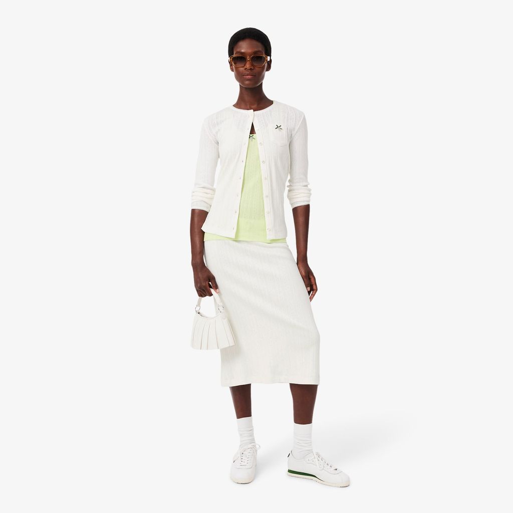 Áo Cardigan Lacoste Nữ Ôm Dáng Chất Liệu Pointelle