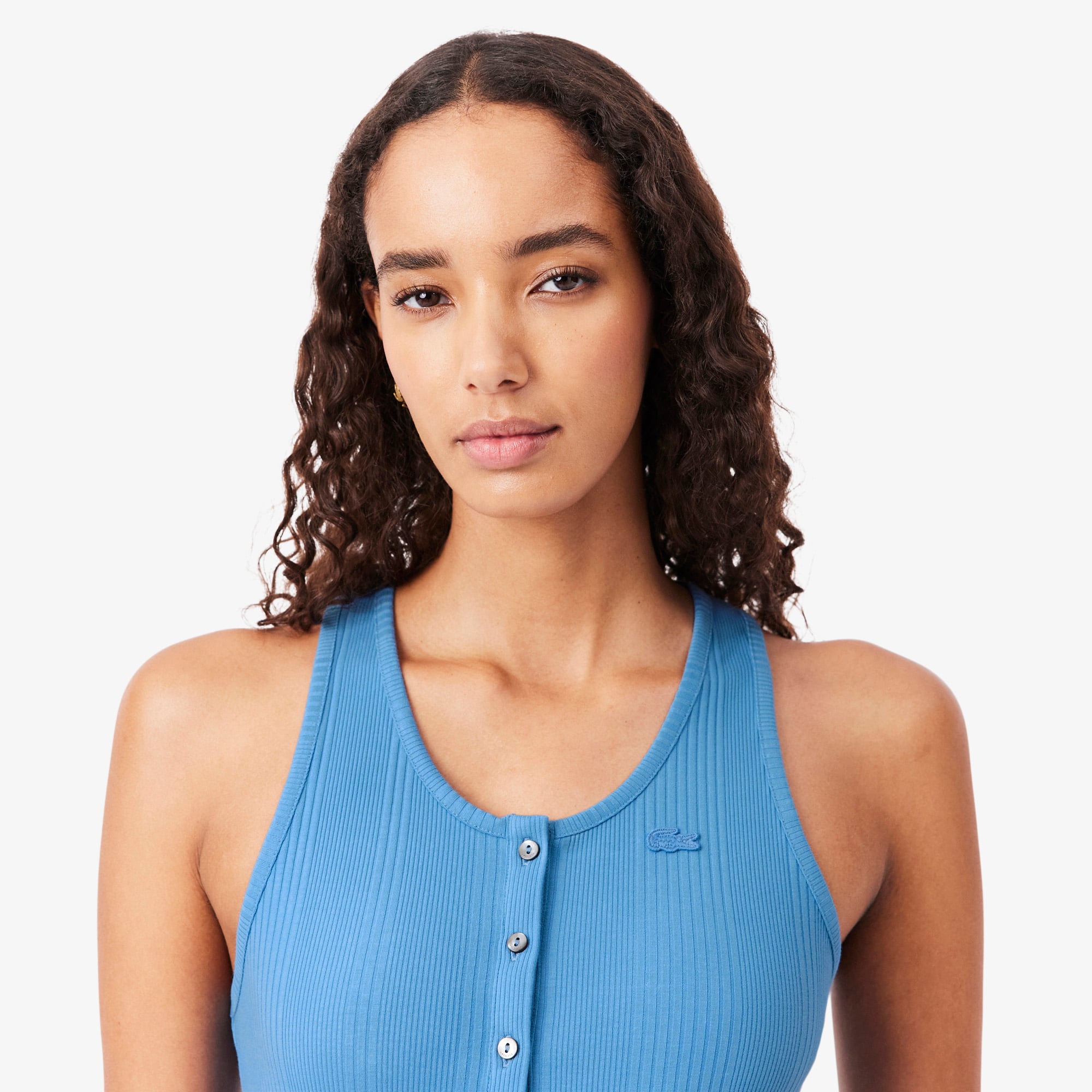 Áo Tank Top Lacoste Nữ Ôm Dáng Chất Liệu Cotton Bo Gân