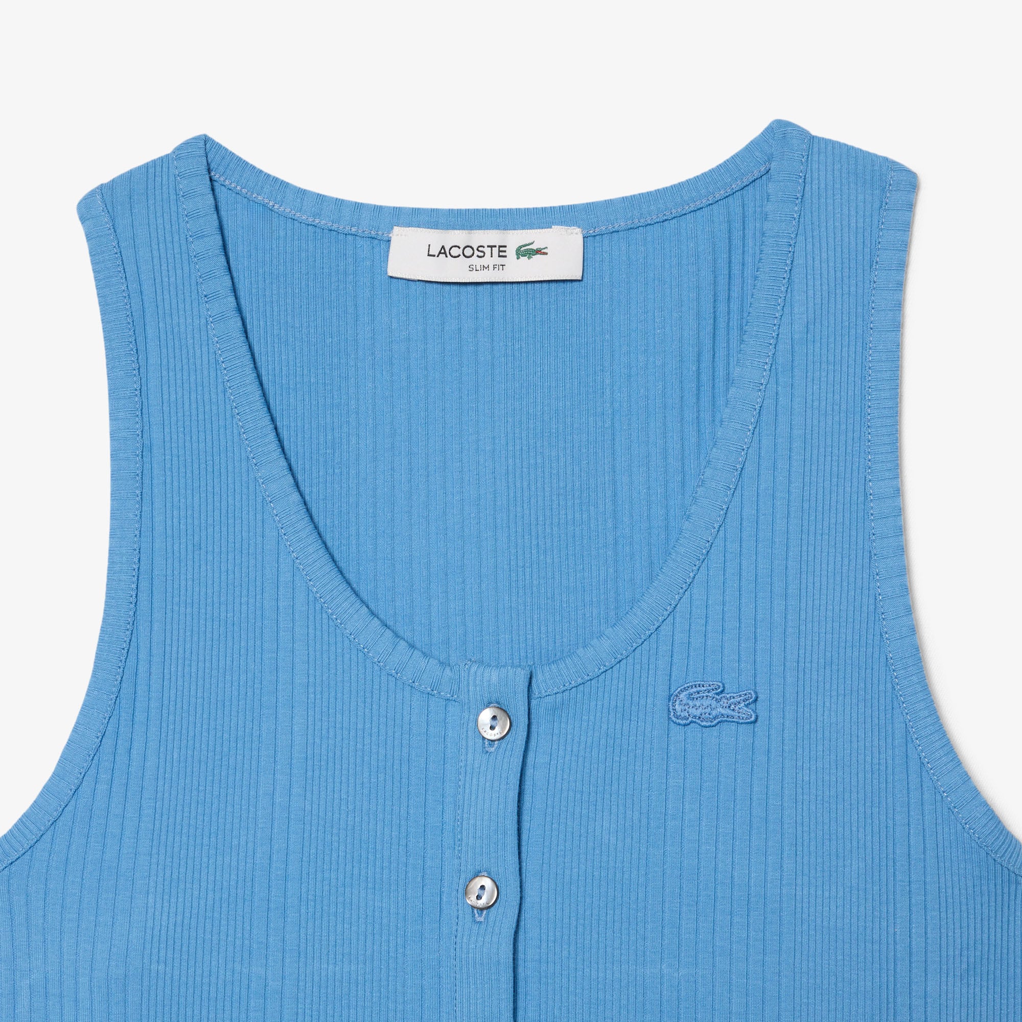 Áo Tank Top Lacoste Nữ Ôm Dáng Chất Liệu Cotton Bo Gân