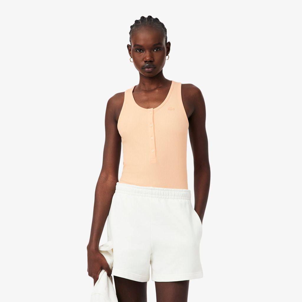 Áo Tank Top Lacoste Nữ Ôm Dáng Chất Liệu Cotton Bo Gân