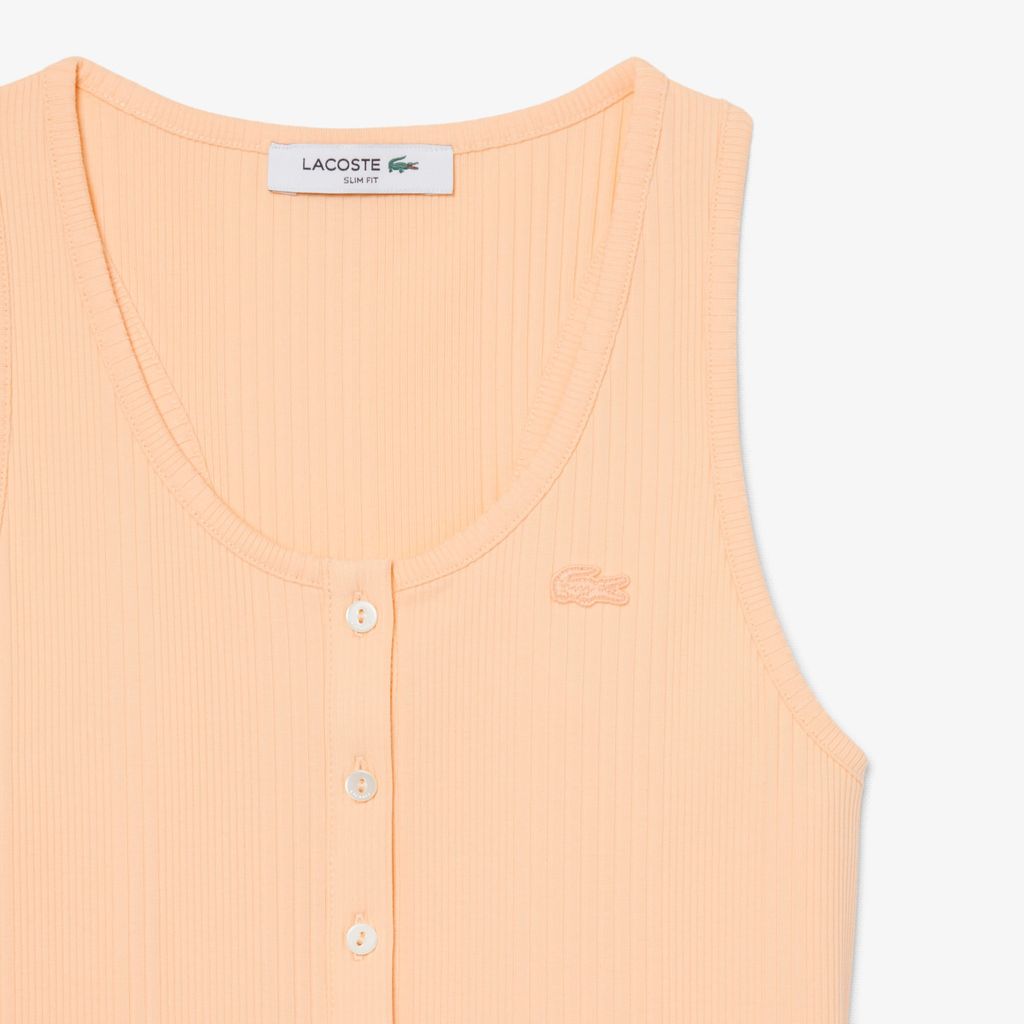 Áo Tank Top Lacoste Nữ Ôm Dáng Chất Liệu Cotton Bo Gân