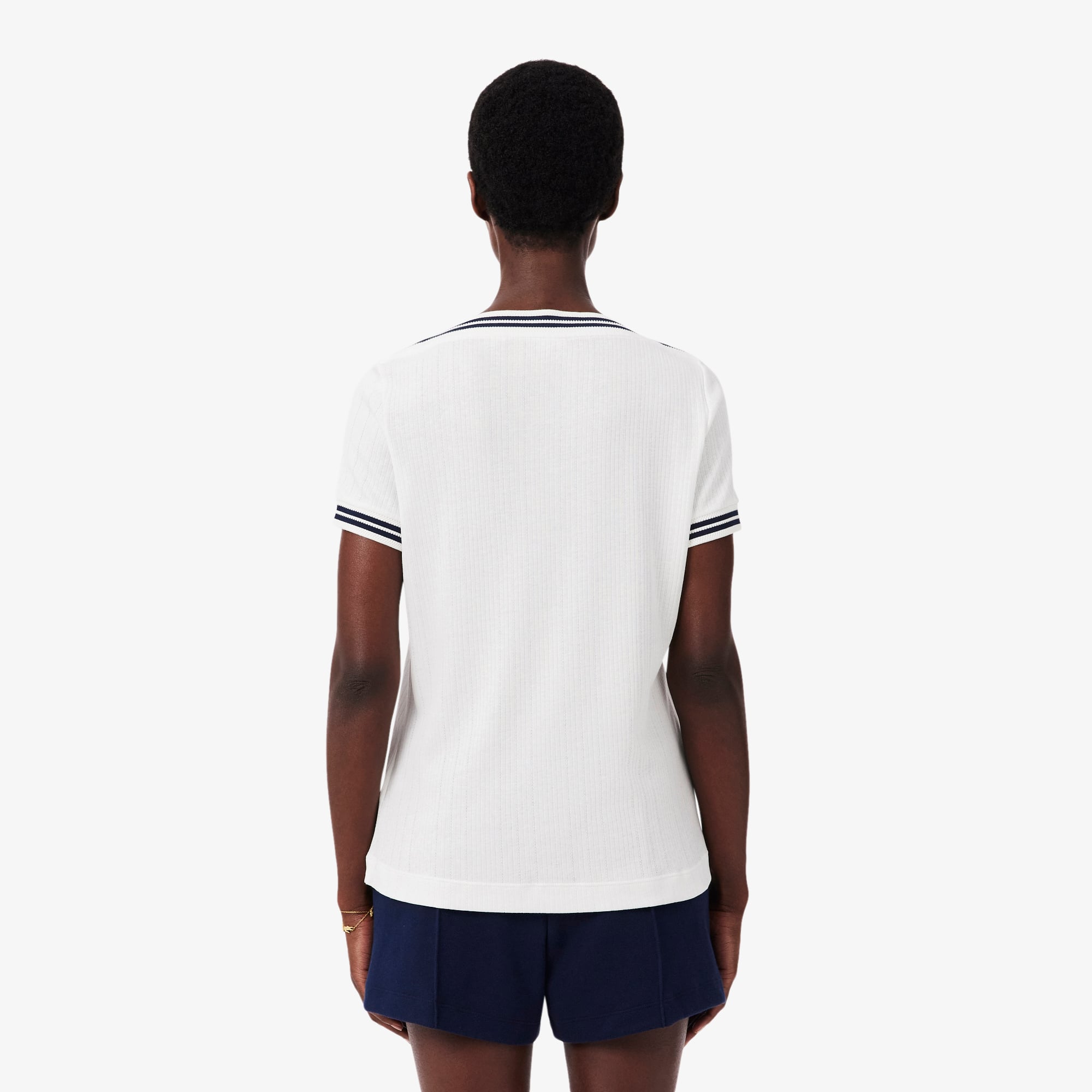Áo Thun Lacoste Nữ Ôm Dáng Cổ Thuyền Sản Xuất Tại Pháp