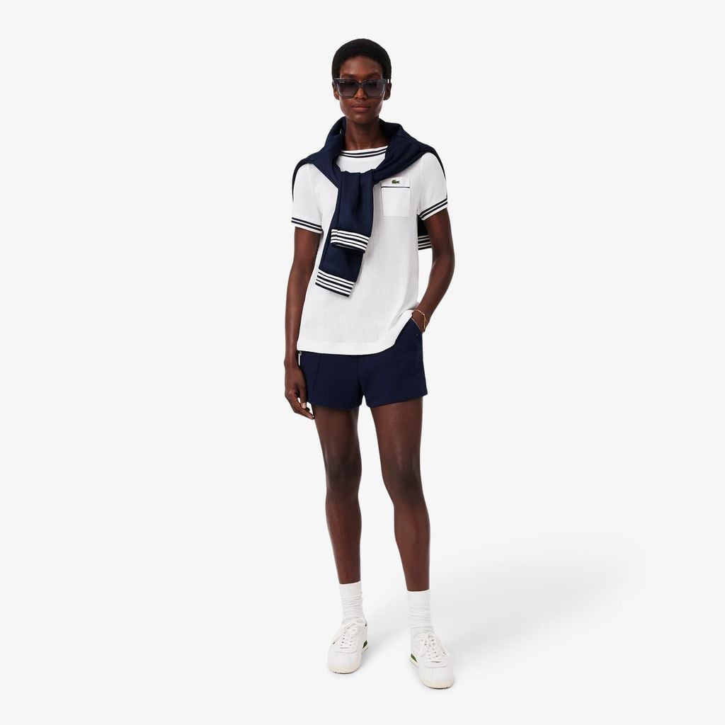 Áo Thun Lacoste Nữ Ôm Dáng Cổ Thuyền Sản Xuất Tại Pháp