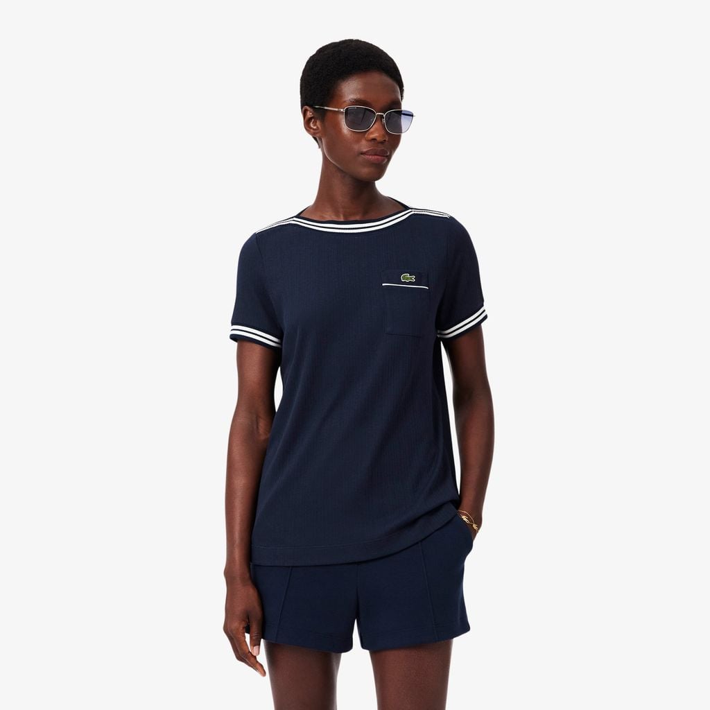 Áo Thun Lacoste Nữ Ôm Dáng Cổ Thuyền Sản Xuất Tại Pháp