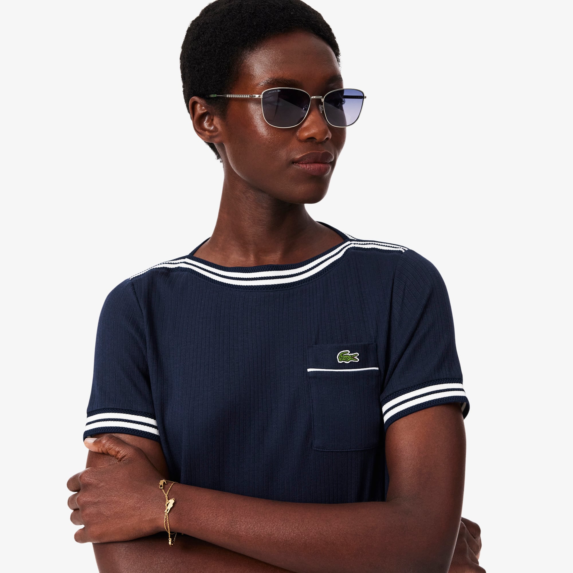 Áo Thun Lacoste Nữ Ôm Dáng Cổ Thuyền Sản Xuất Tại Pháp