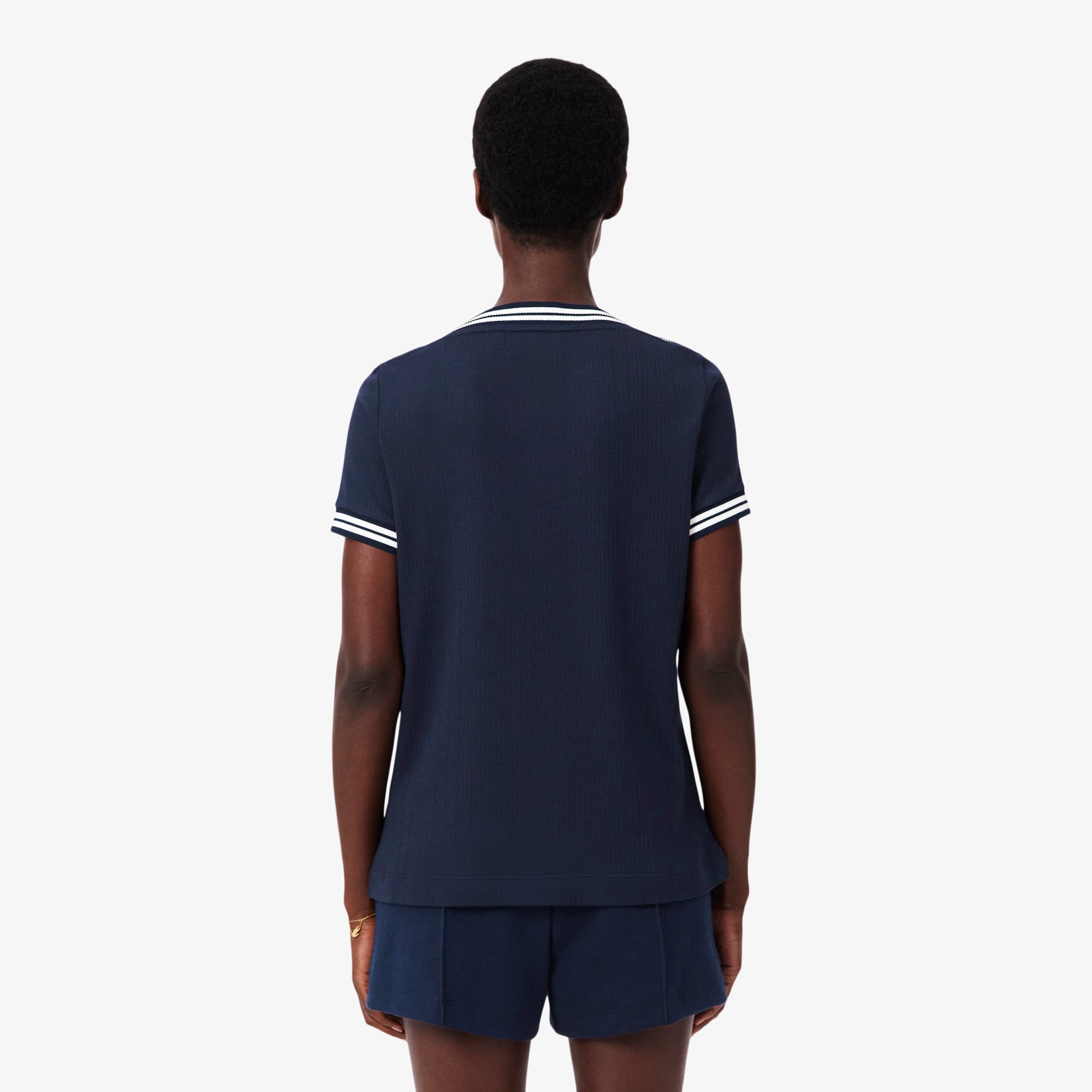 Áo Thun Lacoste Nữ Ôm Dáng Cổ Thuyền Sản Xuất Tại Pháp