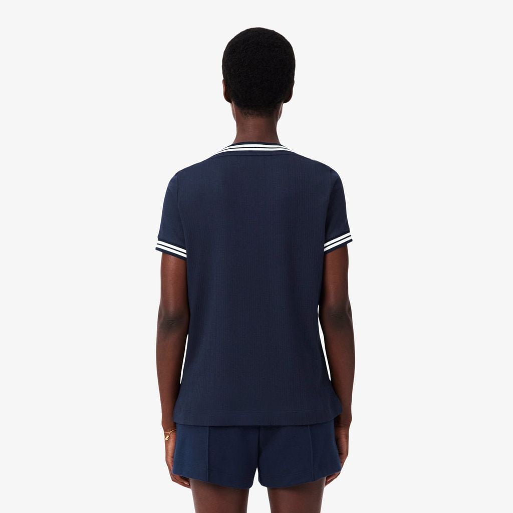 Áo Thun Lacoste Nữ Ôm Dáng Cổ Thuyền Sản Xuất Tại Pháp