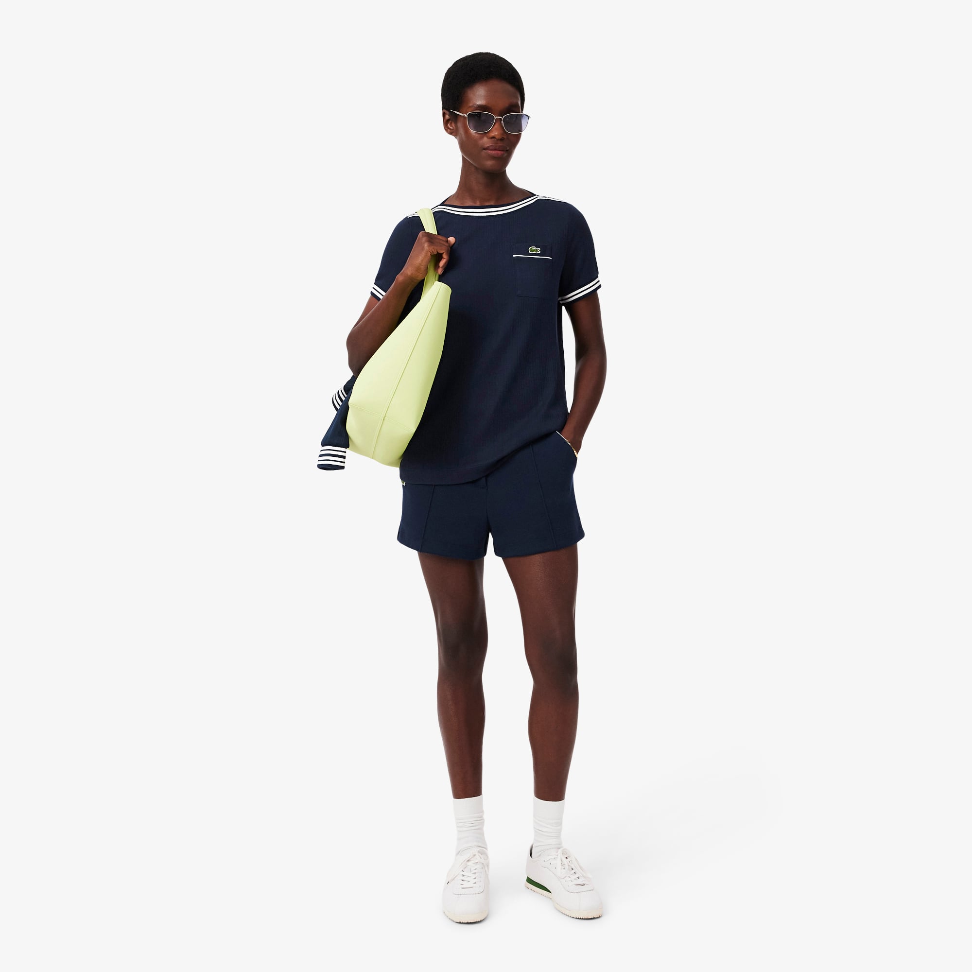Áo Thun Lacoste Nữ Ôm Dáng Cổ Thuyền Sản Xuất Tại Pháp