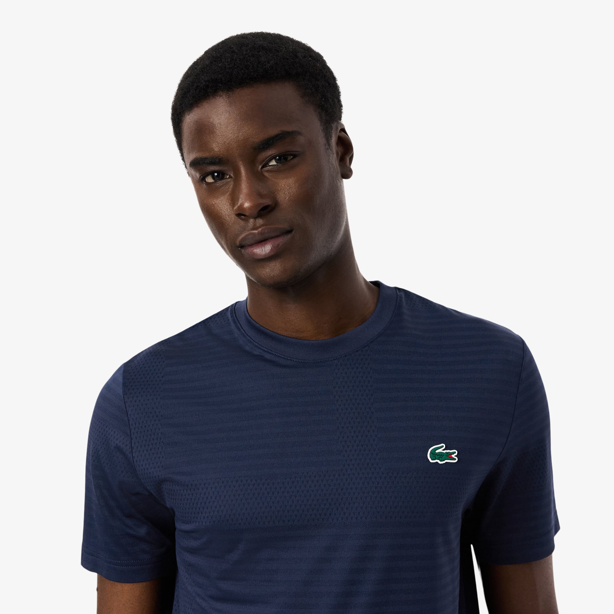 Áo Thun Tennis Lacoste Nam Dáng Suông Dệt Nổi Co Giãn Công Nghệ Thoáng Khí