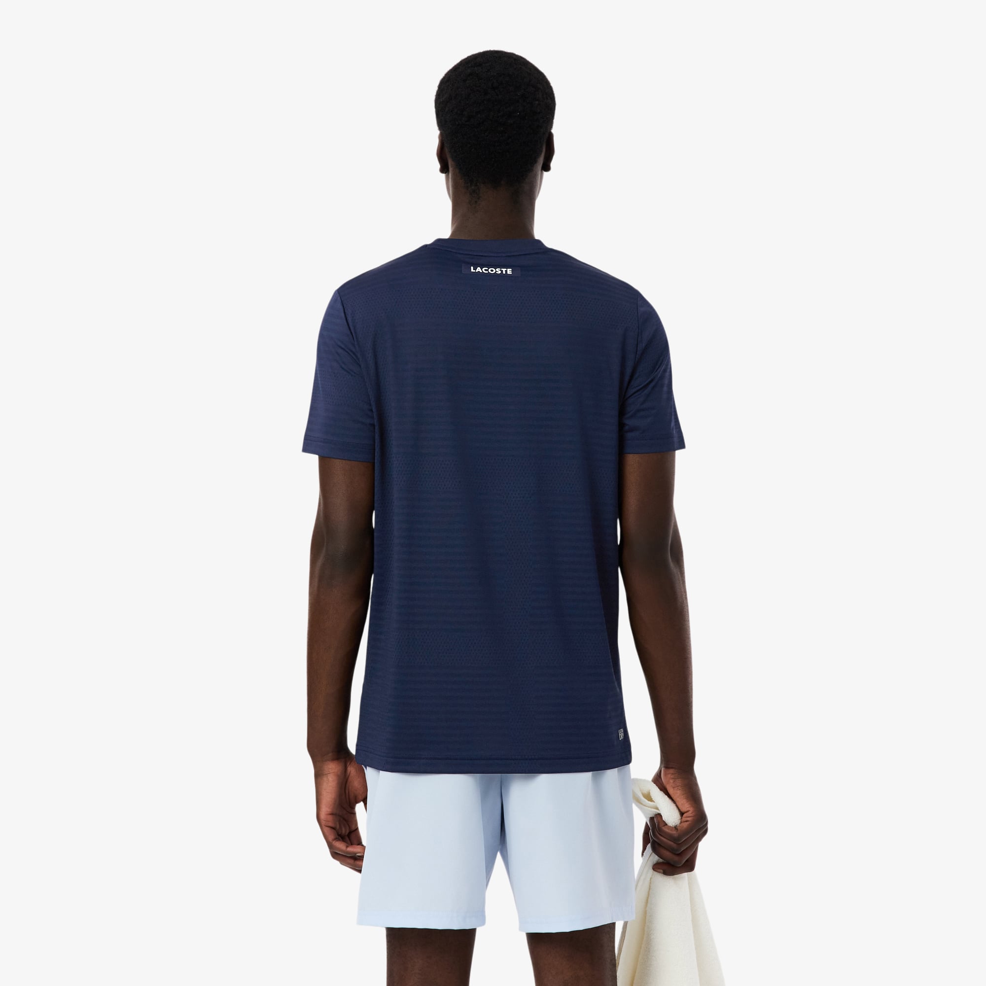 Áo Thun Tennis Lacoste Nam Dáng Suông Dệt Nổi Co Giãn Công Nghệ Thoáng Khí