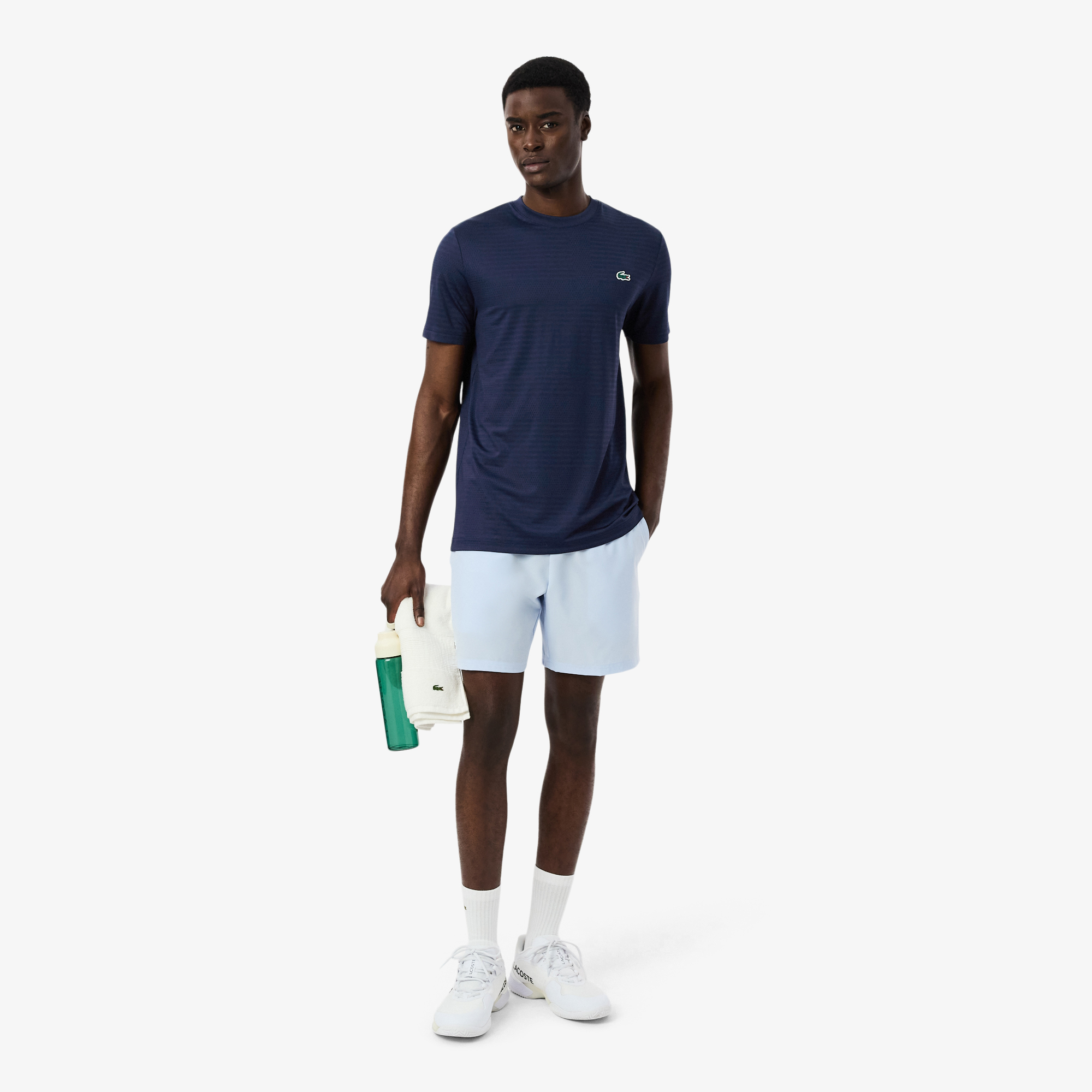 Áo Thun Tennis Lacoste Nam Dáng Suông Dệt Nổi Co Giãn Công Nghệ Thoáng Khí