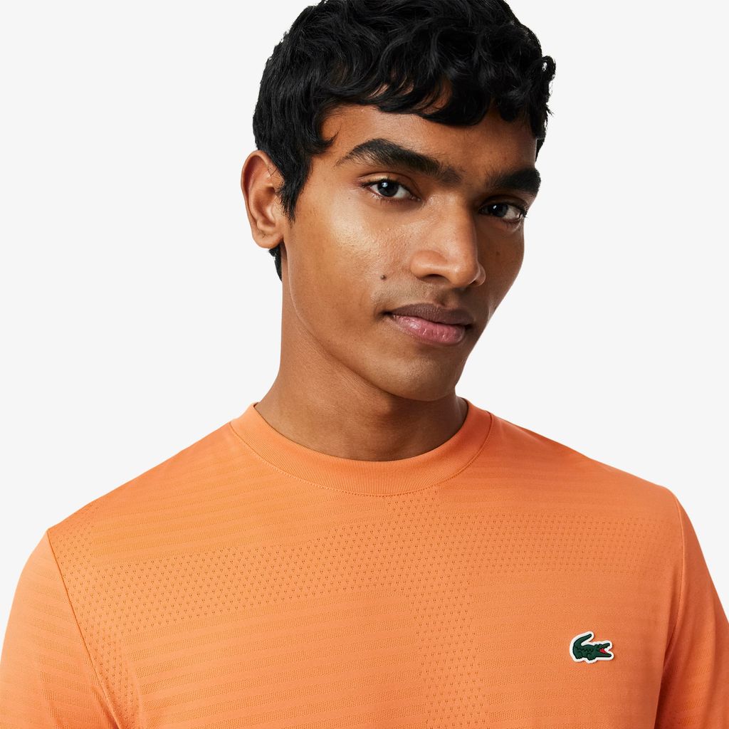 Áo Thun Tennis Lacoste Nam Dáng Suông Dệt Nổi Co Giãn Công Nghệ Thoáng Khí