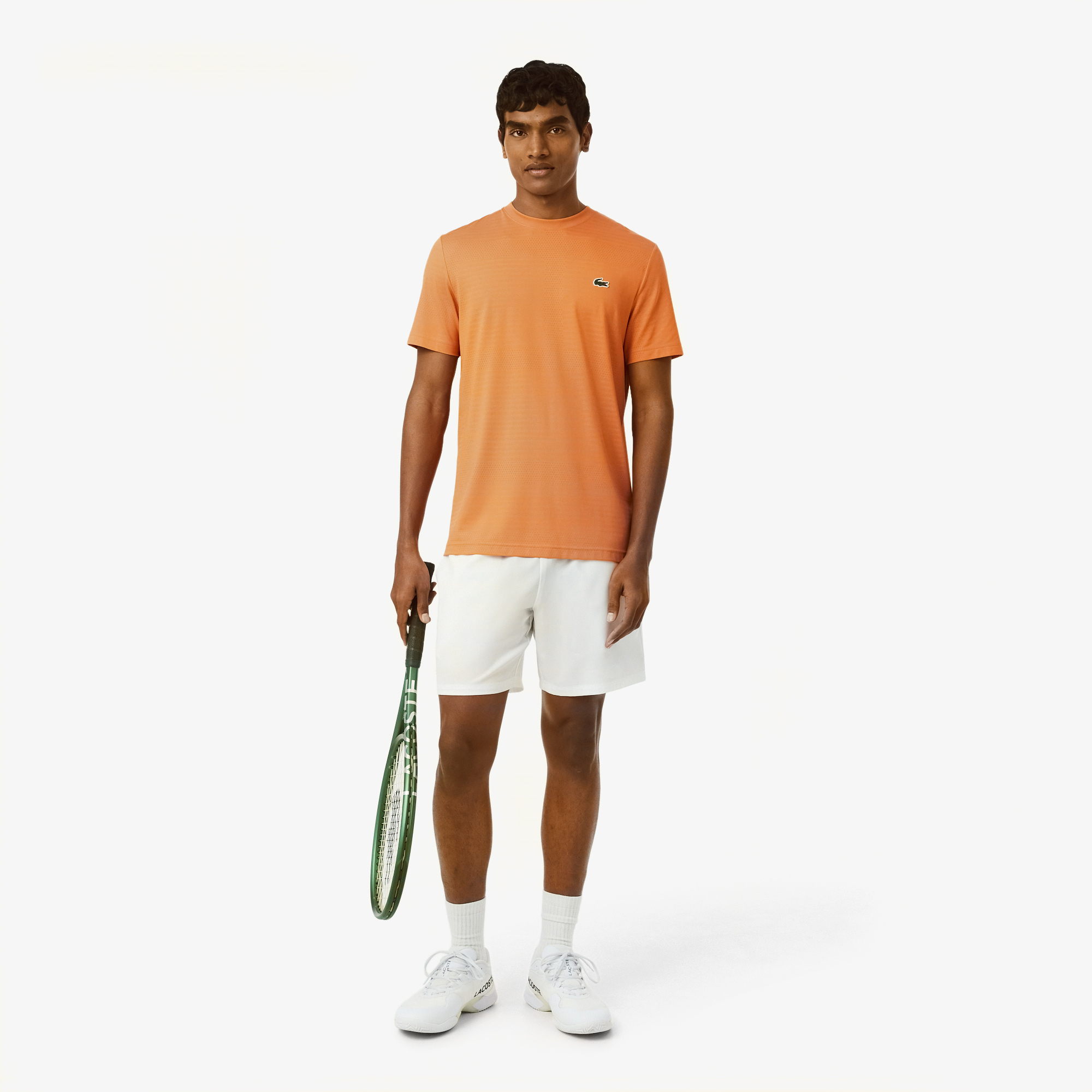 Áo Thun Tennis Lacoste Nam Dáng Suông Dệt Nổi Co Giãn Công Nghệ Thoáng Khí