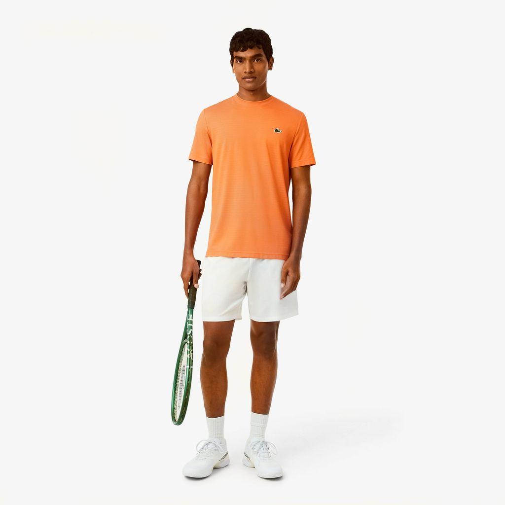 Áo Thun Tennis Lacoste Nam Dáng Suông Dệt Nổi Co Giãn Công Nghệ Thoáng Khí