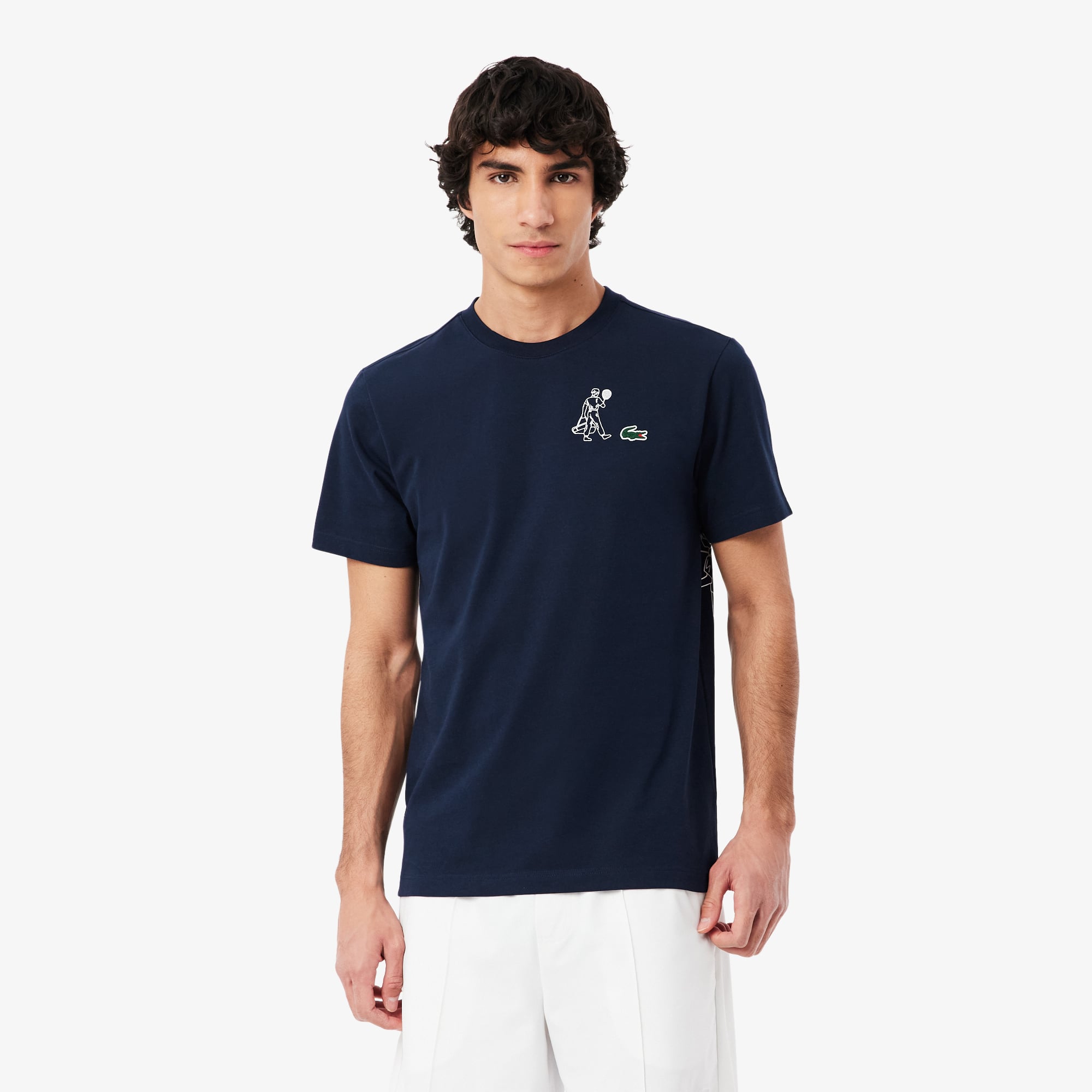 Áo Thun Tennis Lacoste Nam Ôm Dáng In Hình Công Nghệ Thoáng Khí