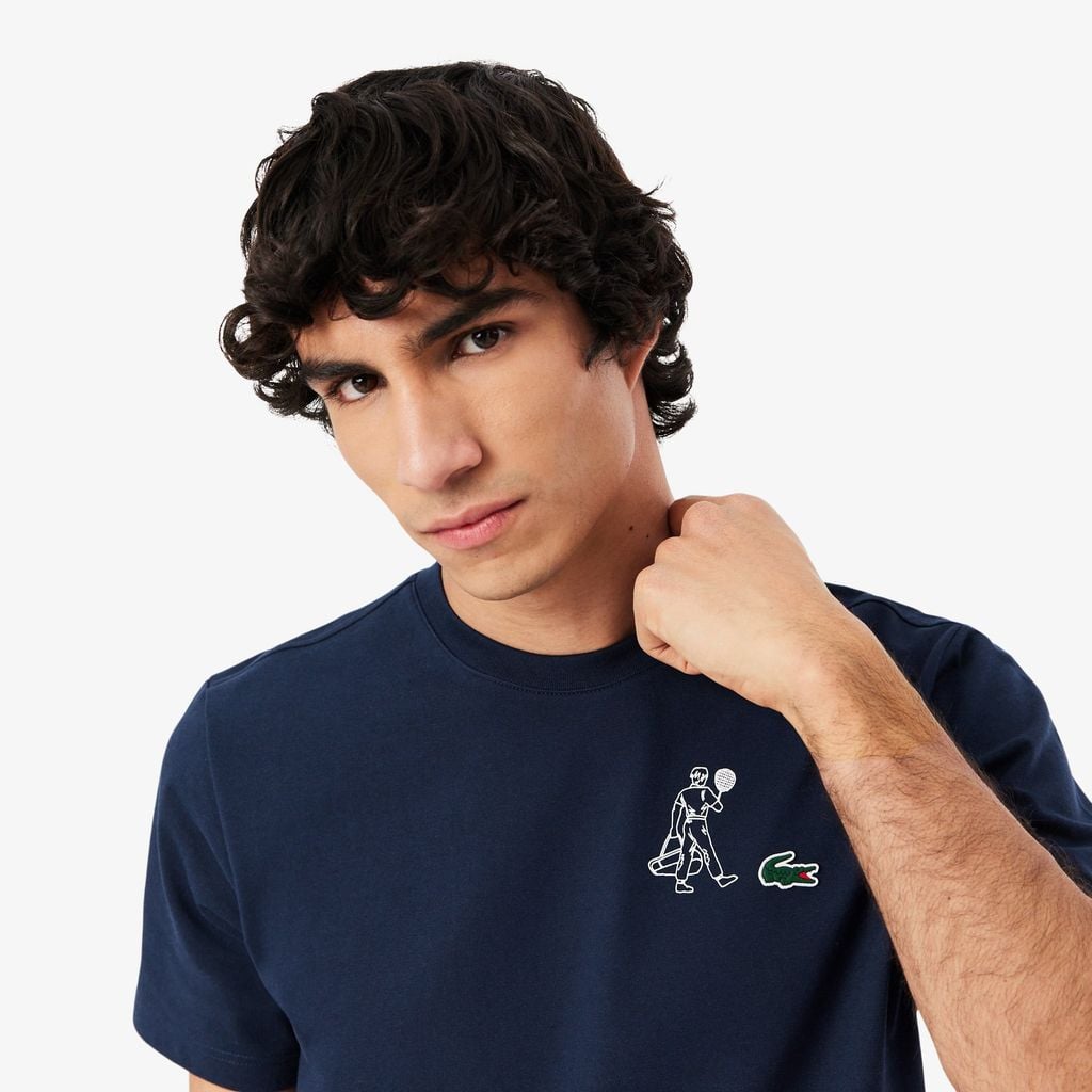Áo Thun Tennis Lacoste Nam Ôm Dáng In Hình Công Nghệ Thoáng Khí