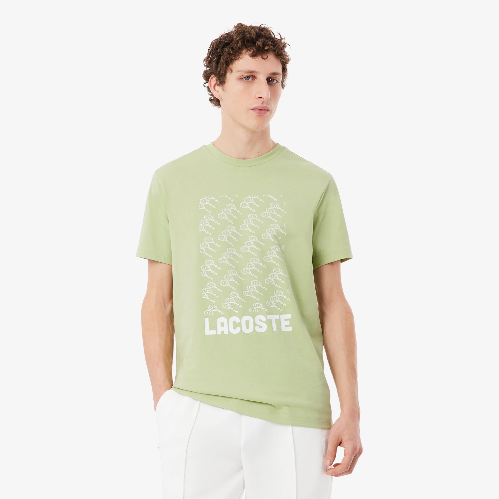 Áo Thun Tennis Lacoste Nam Dáng Suông In Hình Công Nghệ Thoáng Khí
