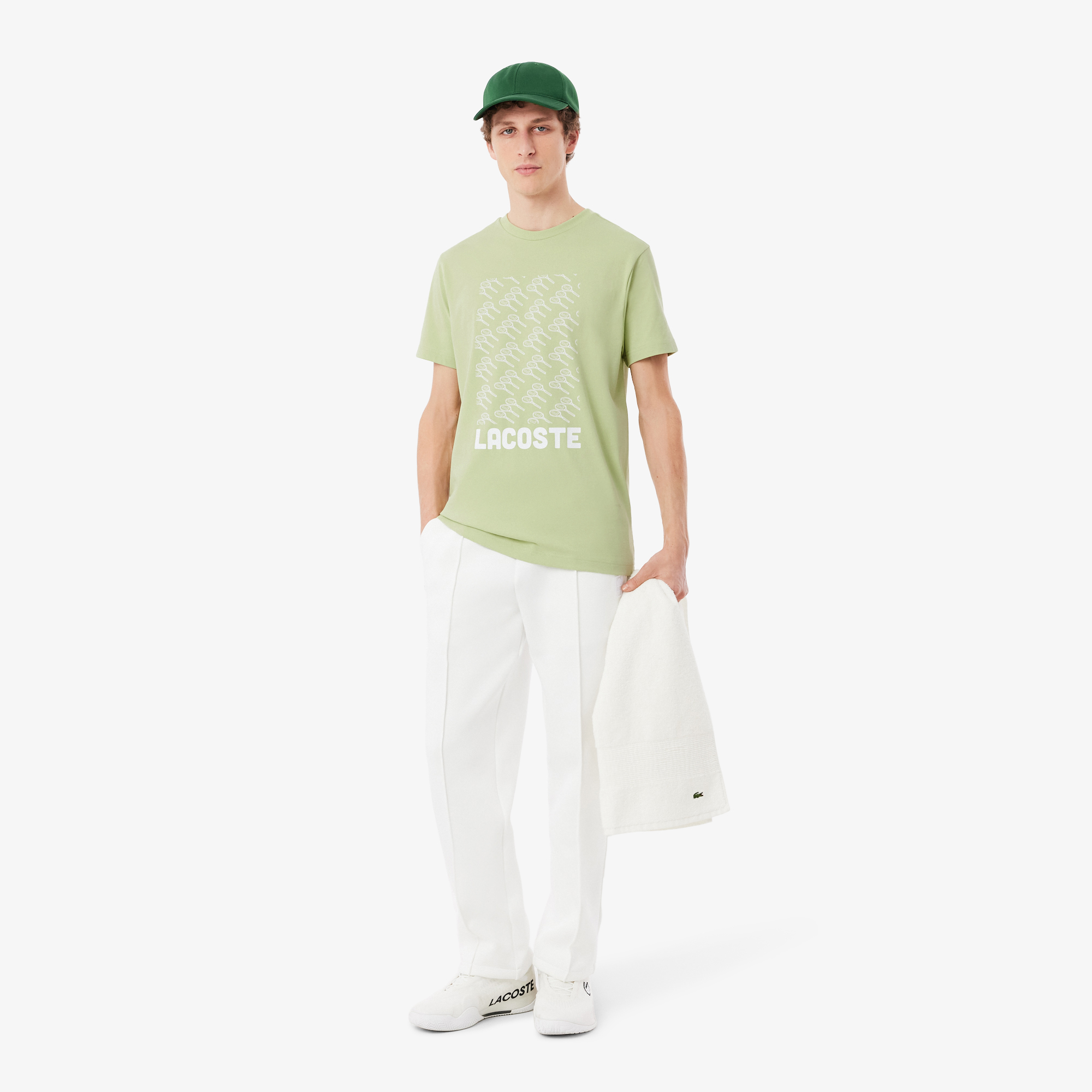 Áo Thun Tennis Lacoste Nam Dáng Suông In Hình Công Nghệ Thoáng Khí