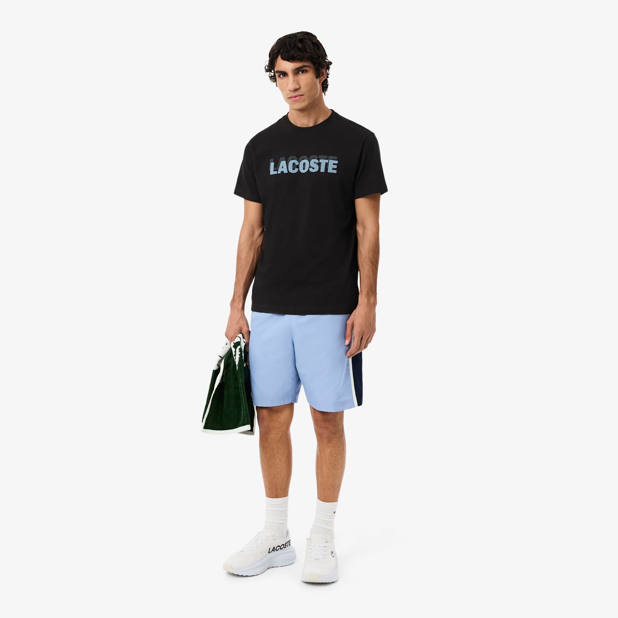 Áo Thun Thể Thao Lacoste Nam Dáng Suông In Hình Công Nghệ Thoáng Khí
