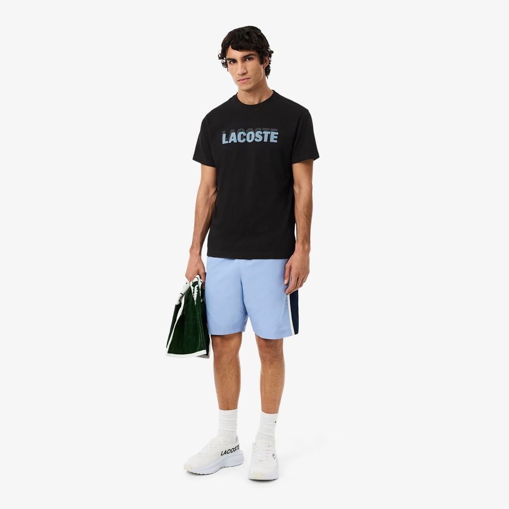 Áo Thun Thể Thao Lacoste Nam Dáng Suông In Hình Công Nghệ Thoáng Khí