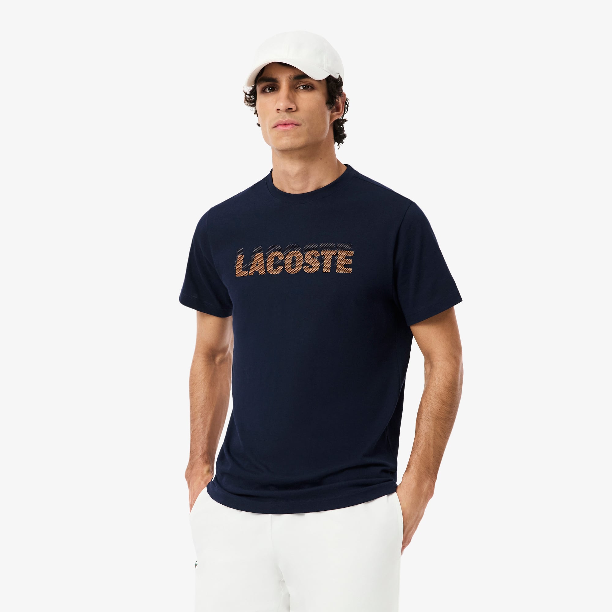 Áo Thun Thể Thao Lacoste Nam Dáng Suông In Hình Công Nghệ Thoáng Khí