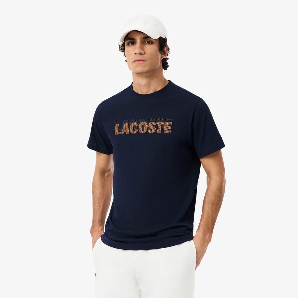 Áo Thun Thể Thao Lacoste Nam Dáng Suông In Hình Công Nghệ Thoáng Khí