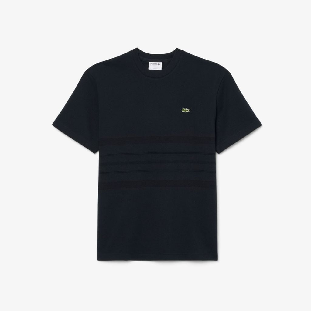 Áo Thun Lacoste Nam Dáng Suông Chất Liệu Piqué Kẻ Sọc Sản Xuất Tại Pháp