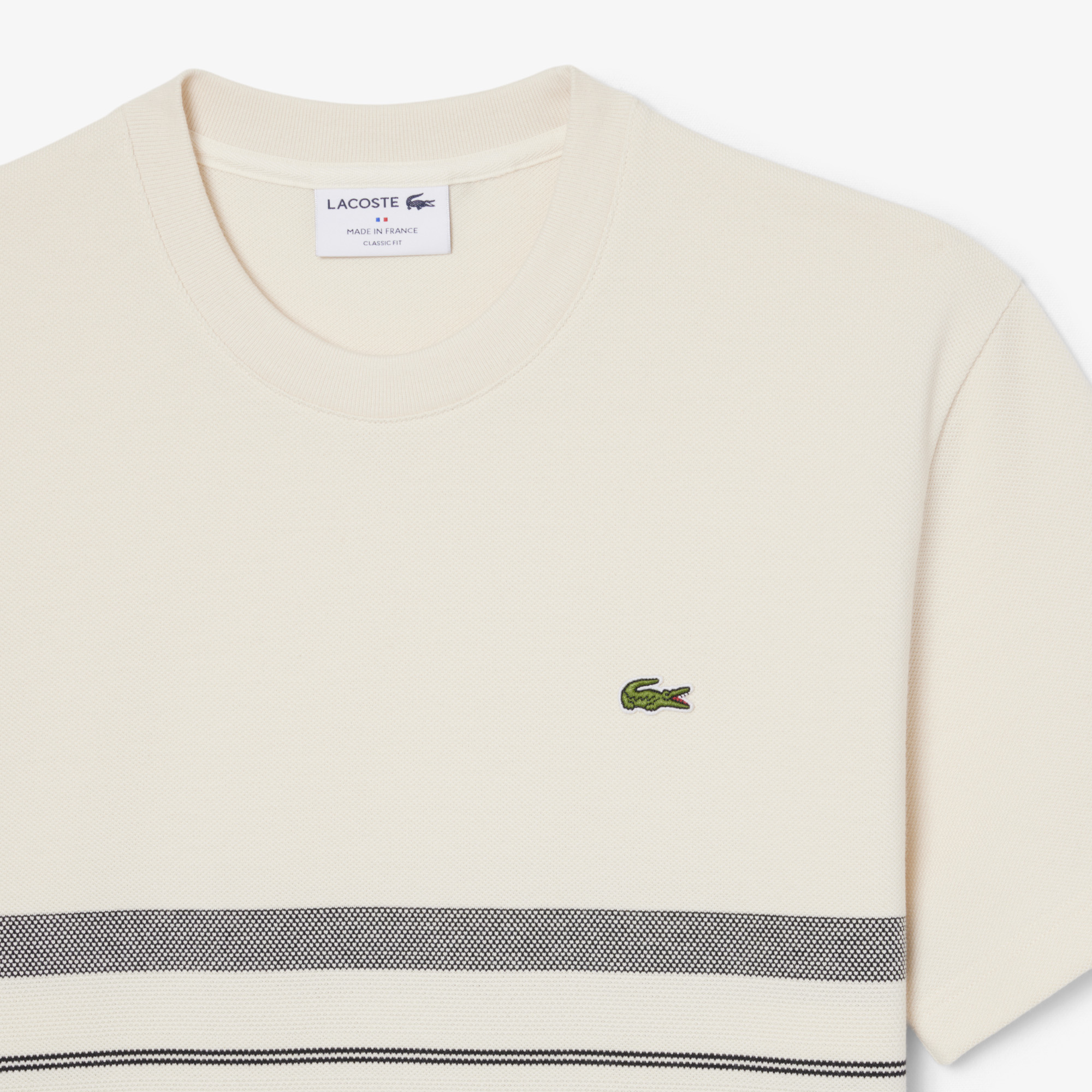 Áo Thun Lacoste Nam Dáng Suông Chất Liệu Piqué Kẻ Sọc Sản Xuất Tại Pháp