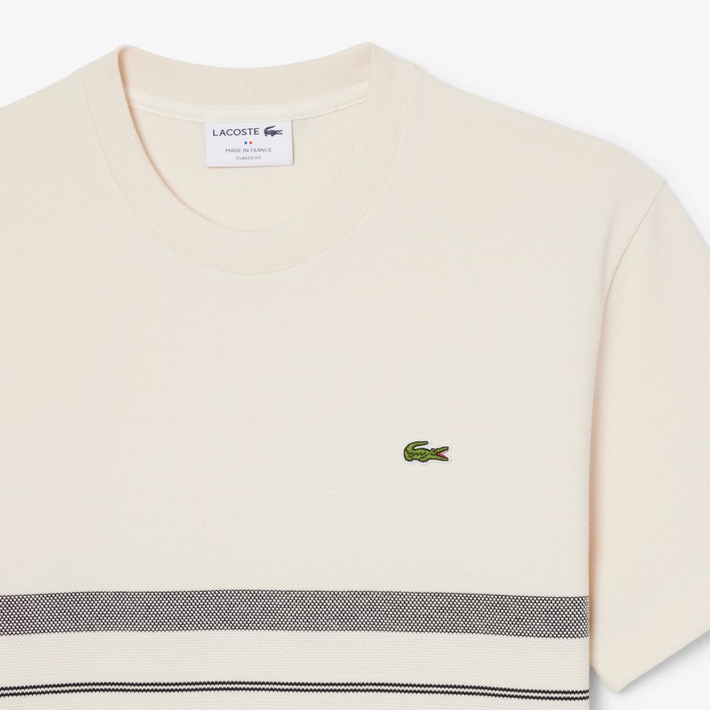 Áo Thun Lacoste Nam Dáng Suông Chất Liệu Piqué Kẻ Sọc Sản Xuất Tại Pháp