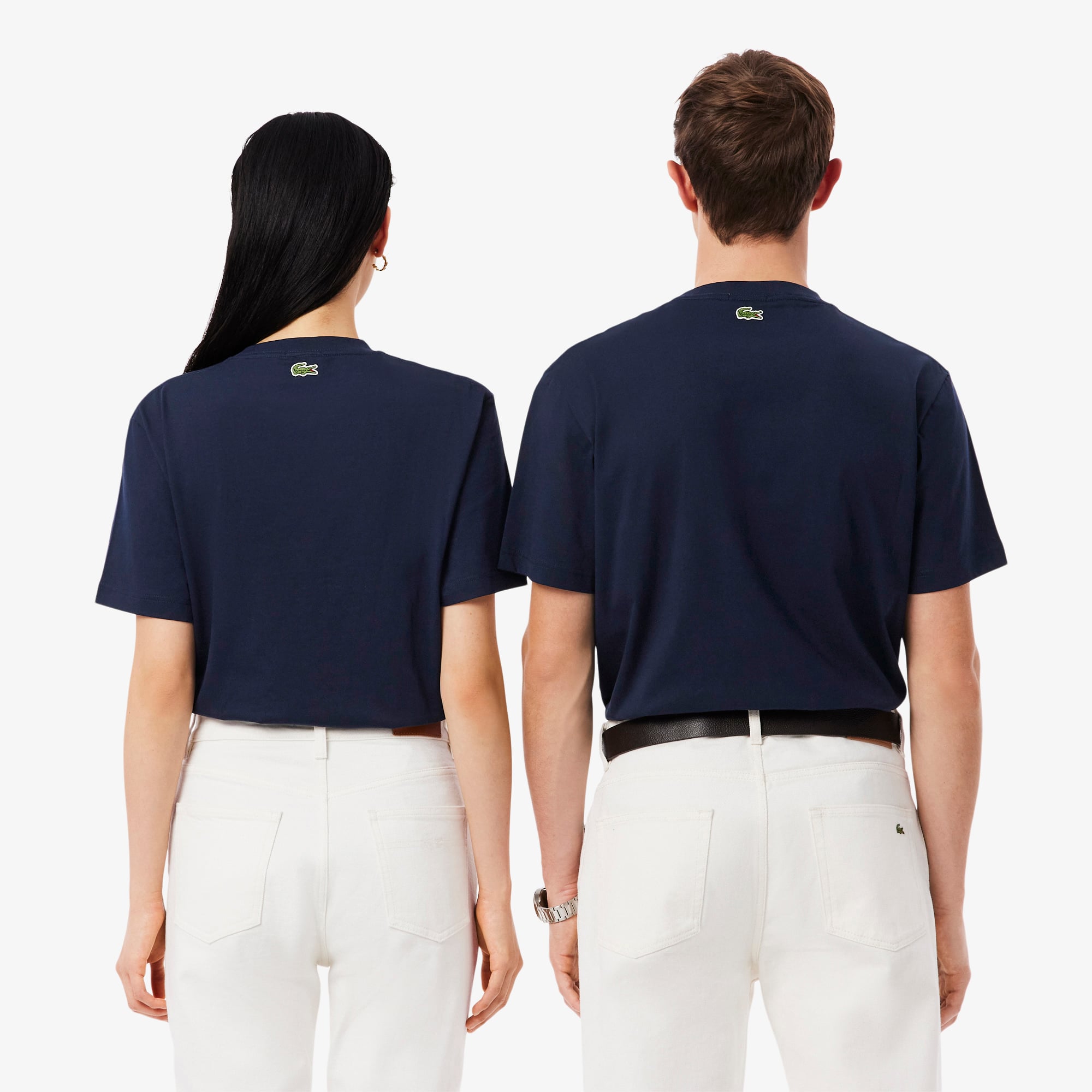 Áo Thun Lacoste Unisex Dáng Cổ Điển Chất Liệu Jersey Logo Dệt Nổi
