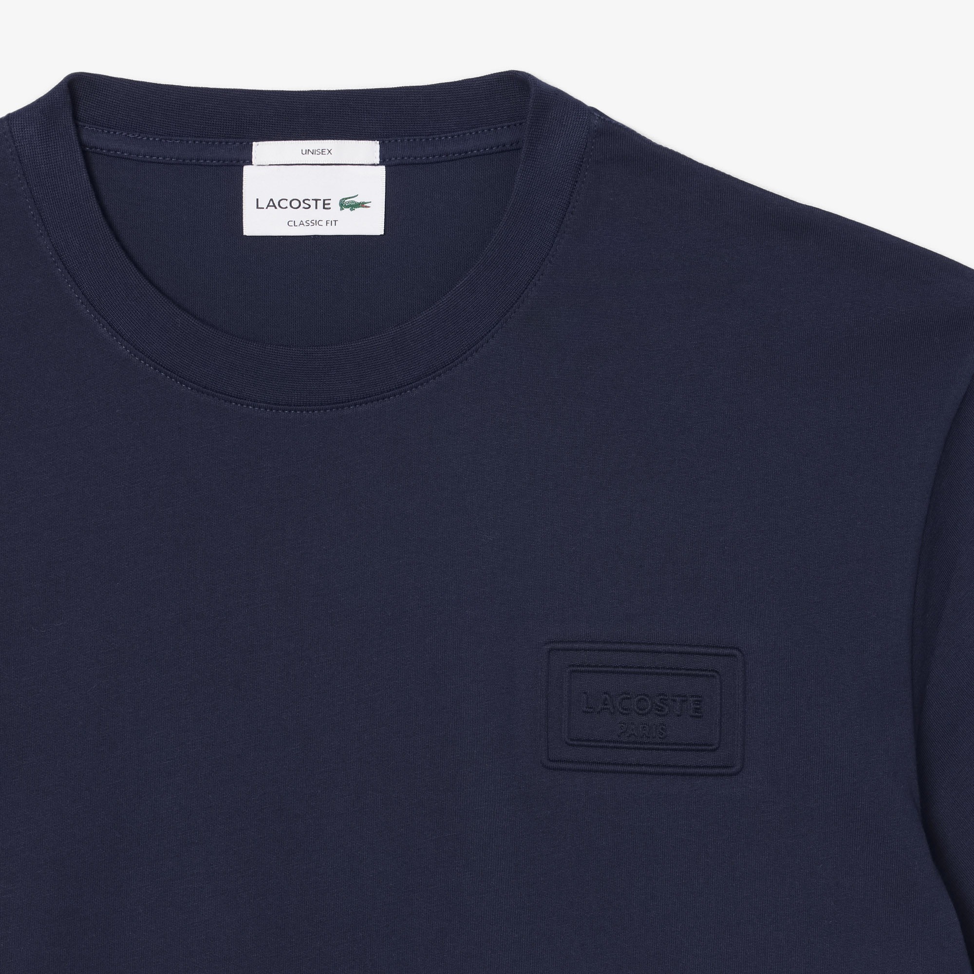 Áo Thun Lacoste Unisex Dáng Cổ Điển Chất Liệu Jersey Logo Dệt Nổi