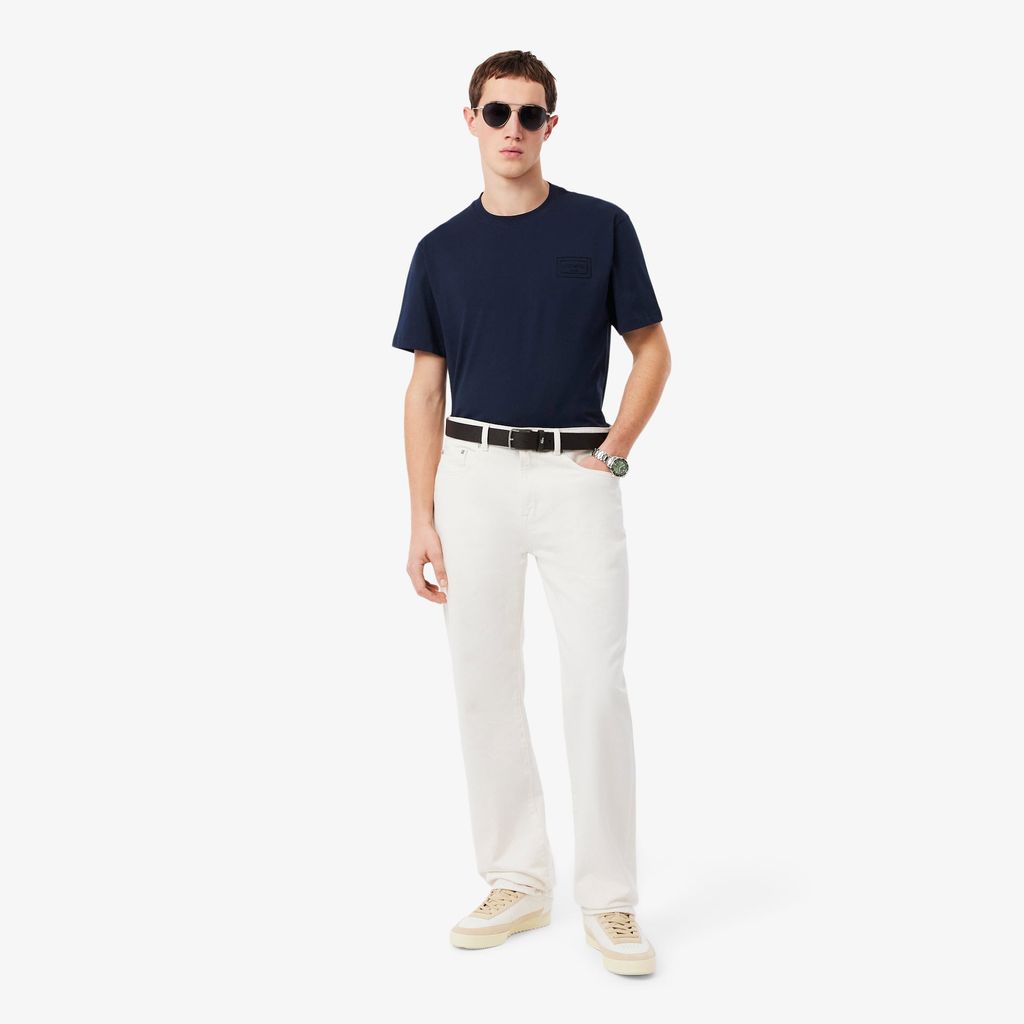 Áo Thun Lacoste Unisex Dáng Cổ Điển Chất Liệu Jersey Logo Dệt Nổi