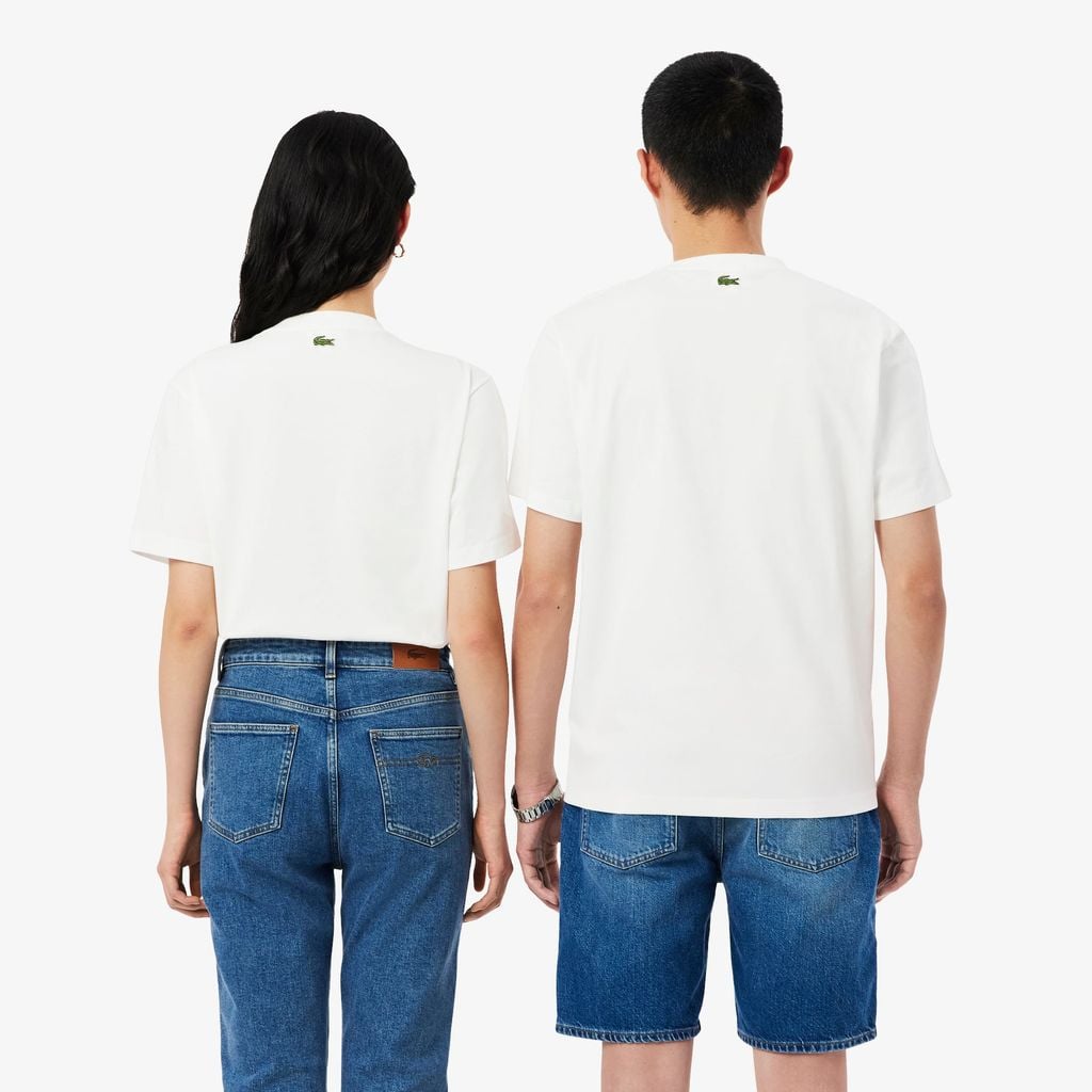 Áo Thun Lacoste Unisex Dáng Cổ Điển Chất Liệu Jersey Logo Dệt Nổi