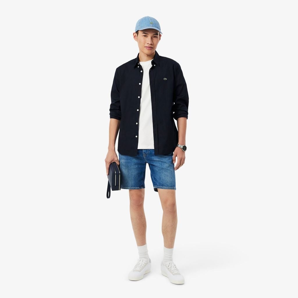 Áo Thun Lacoste Unisex Dáng Cổ Điển Chất Liệu Jersey Logo Dệt Nổi
