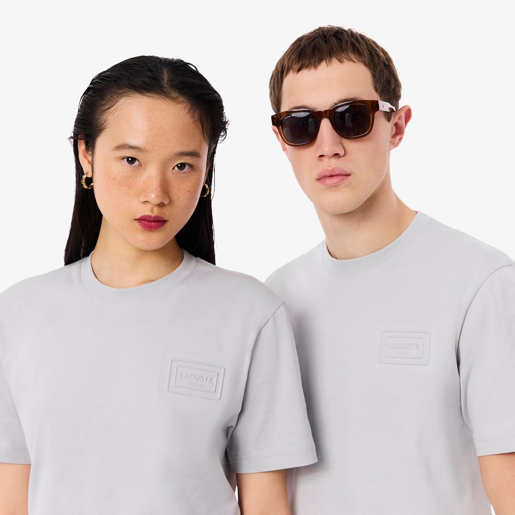 Áo Thun Lacoste Unisex Dáng Cổ Điển Chất Liệu Jersey Logo Dệt Nổi