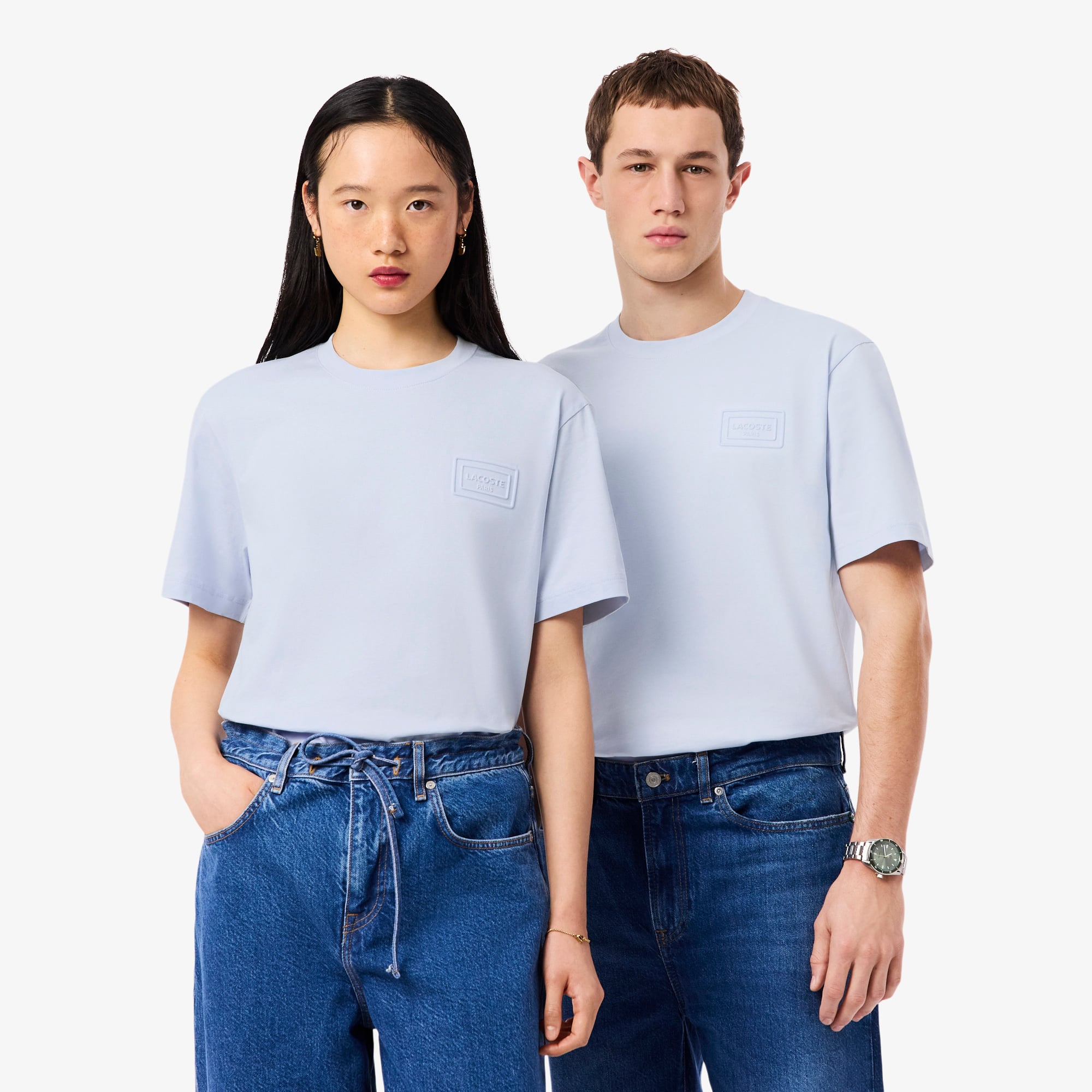 Áo Thun Lacoste Unisex Dáng Cổ Điển Chất Liệu Jersey Logo Dệt Nổi