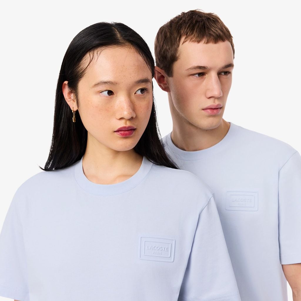 Áo Thun Lacoste Unisex Dáng Cổ Điển Chất Liệu Jersey Logo Dệt Nổi