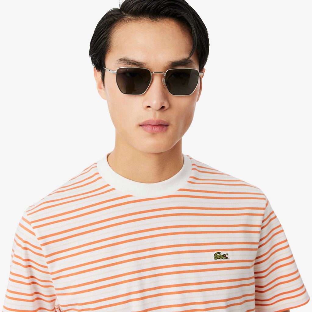 Áo Thun Lacoste Nam Dáng Cổ Điển Chất Liệu Cotton Kẻ Sọc
