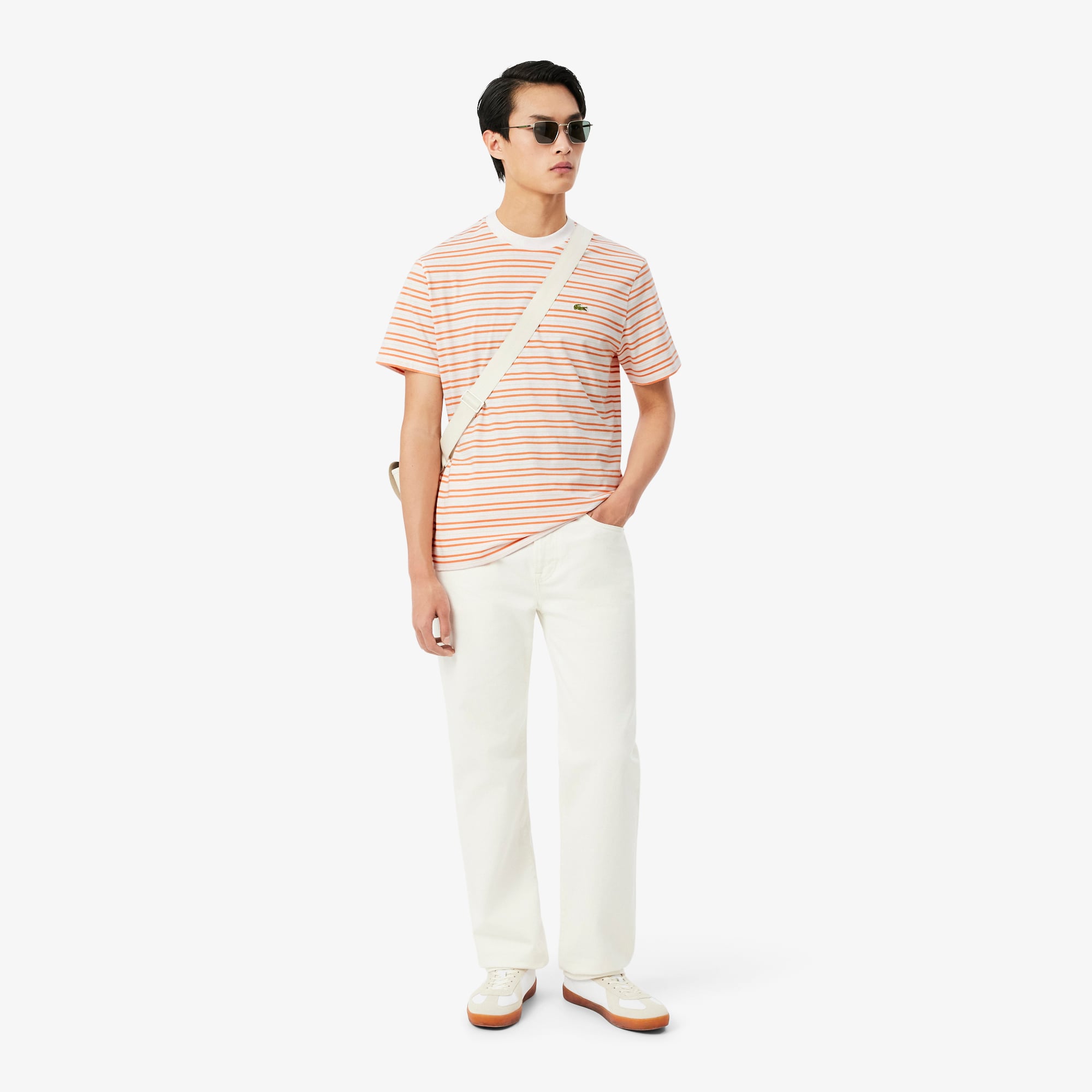 Áo Thun Lacoste Nam Dáng Cổ Điển Chất Liệu Cotton Kẻ Sọc